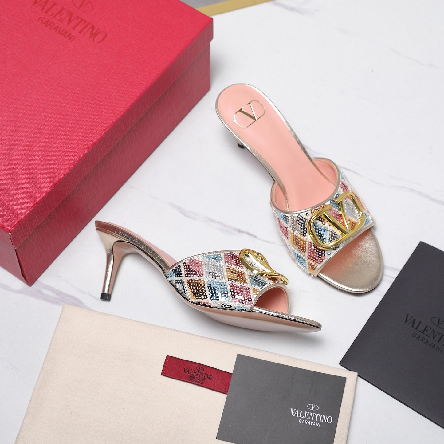 26ss Metallic Sequin High-Heeled Sandals