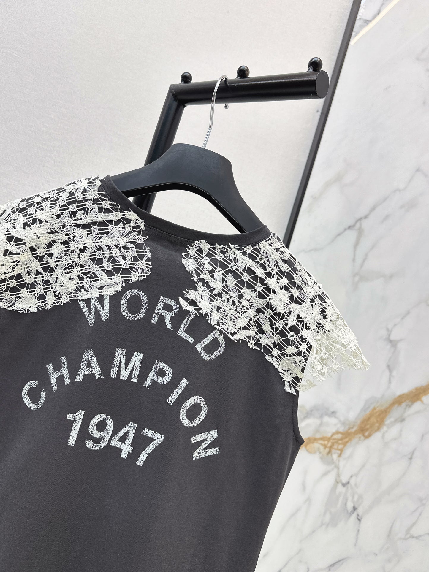 26SS New Lace Trim Patchwork T-Shirt