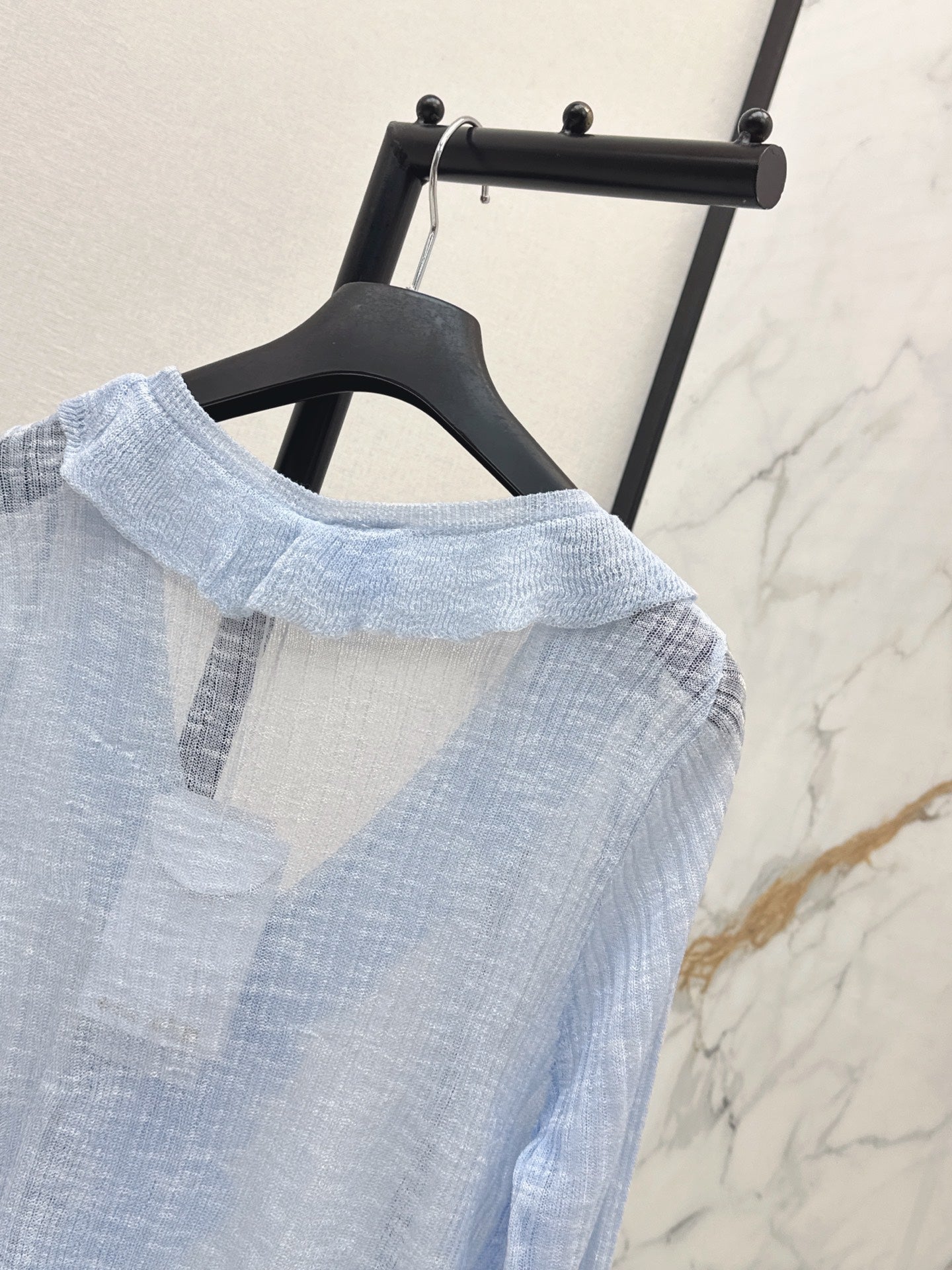26SS — New Double-Layer Ruffled V-Neck Knit Cardigan