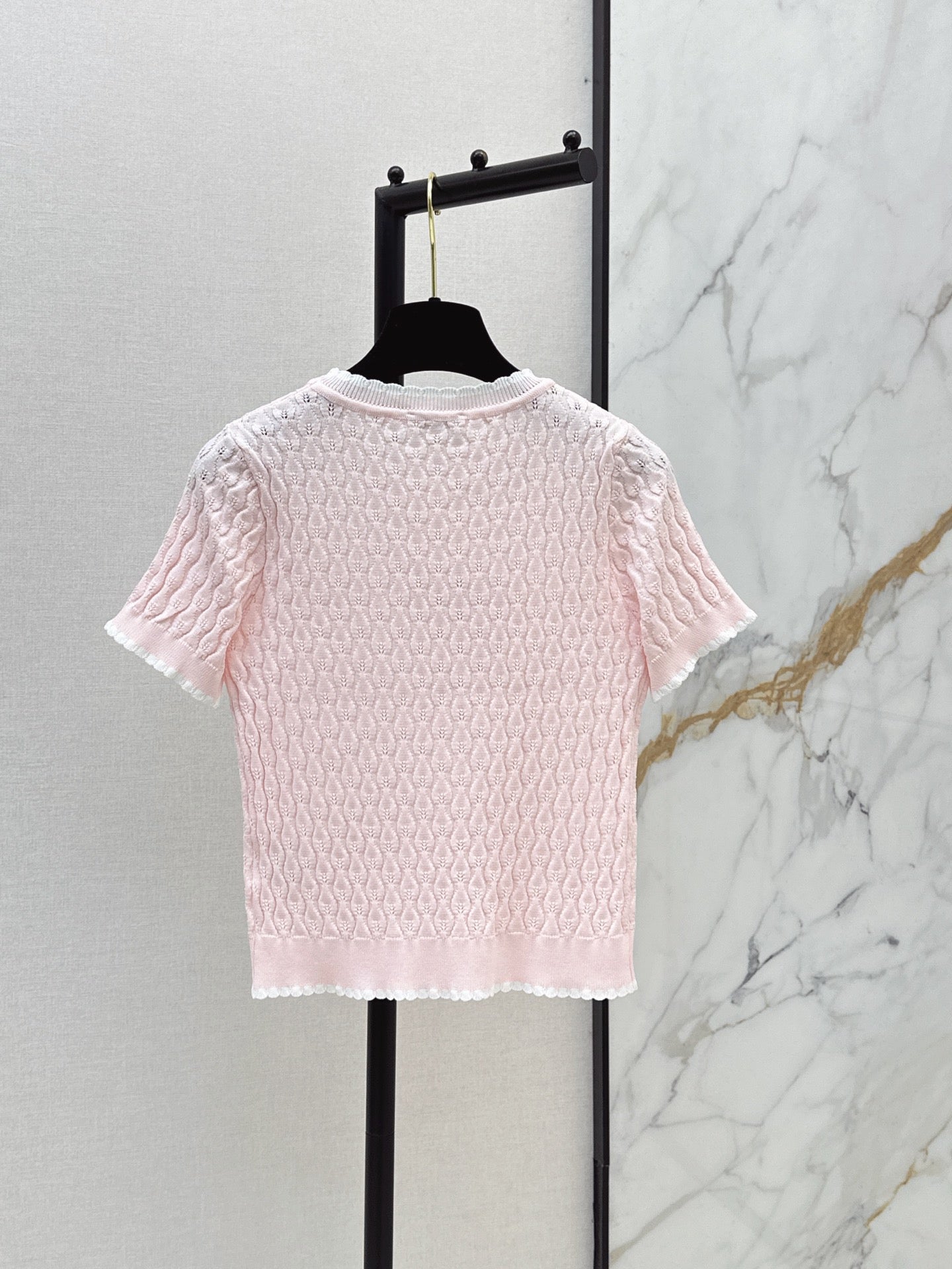 26SS — New Logo-Decorated Knitted Short-Sleeve T-Shirt