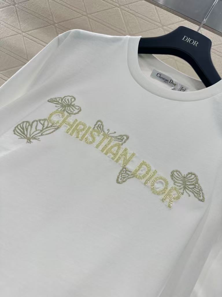 26NEW Embroidered Beaded Butterfly Logo Short Sleeve