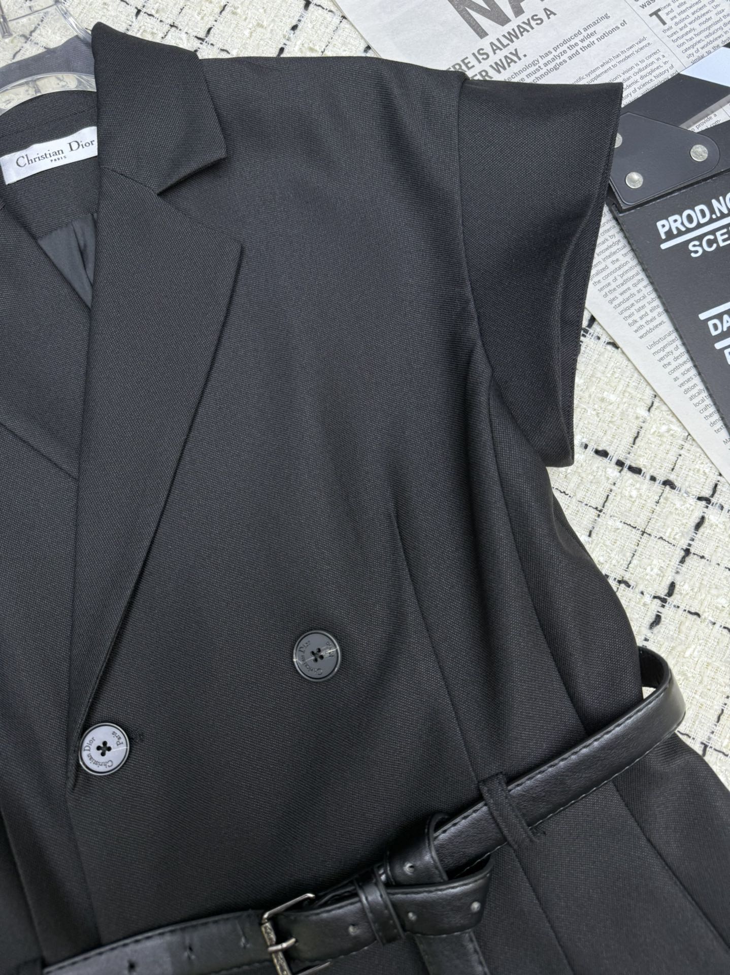 Lapel collar double-breasted long dress