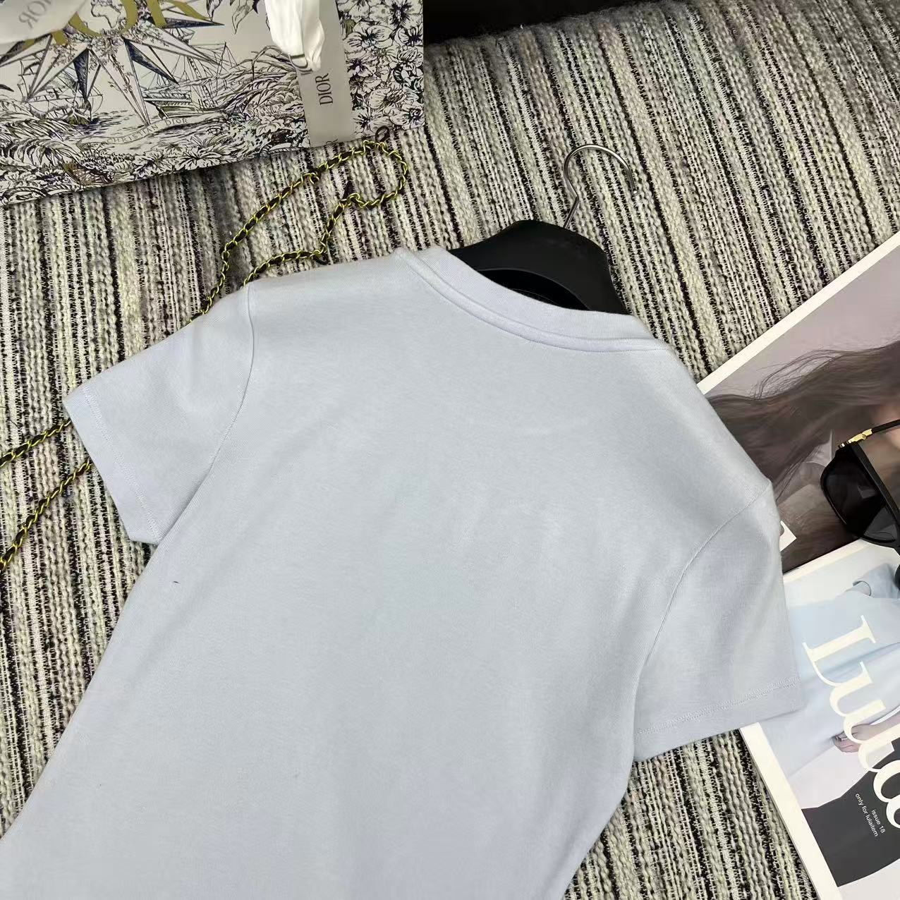 26NEW Embroidered Letter Crew Neck Short Sleeve T-Shirt