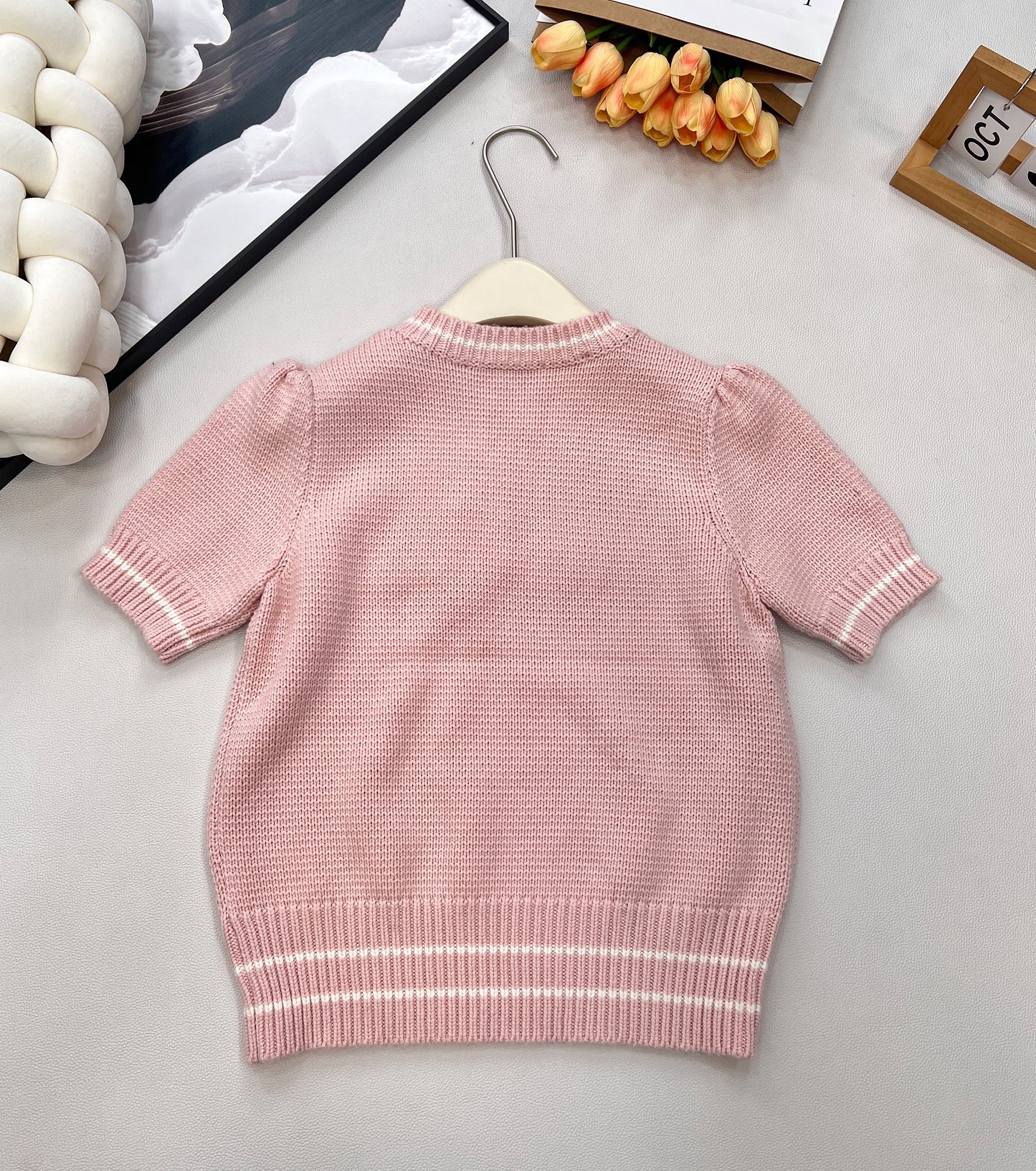 26NEW Embroidered Knit Short Sleeve