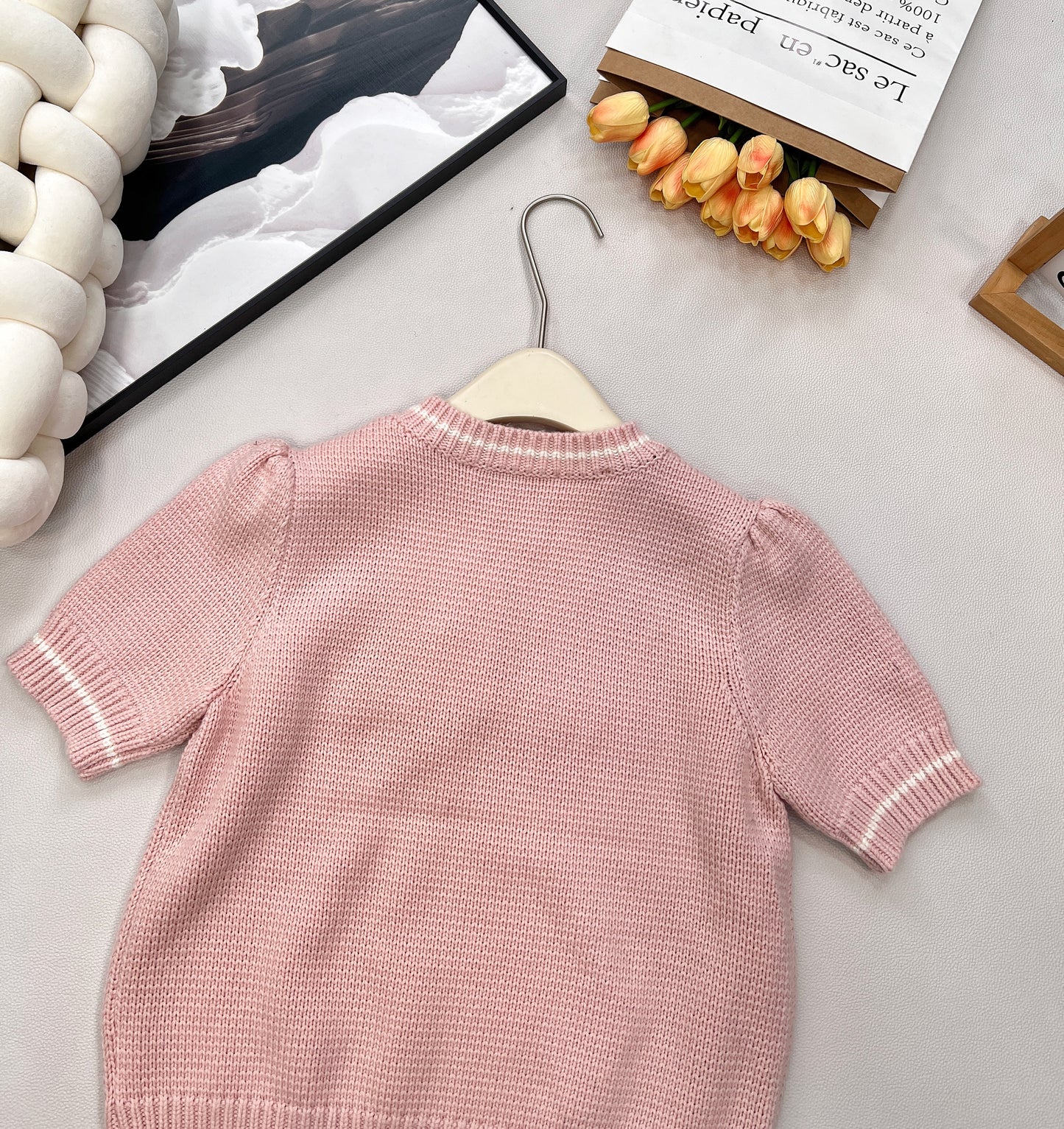 26NEW Embroidered Knit Short Sleeve