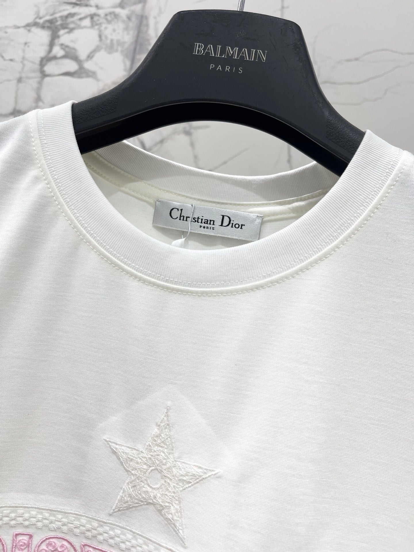 26NEW Five-pointed Star Embroidered Letter Short-sleeved T-shirt