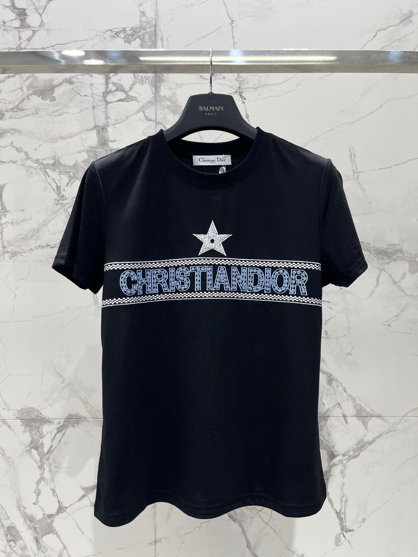 26NEW Five-pointed Star Embroidered Letter Short-sleeved T-shirt