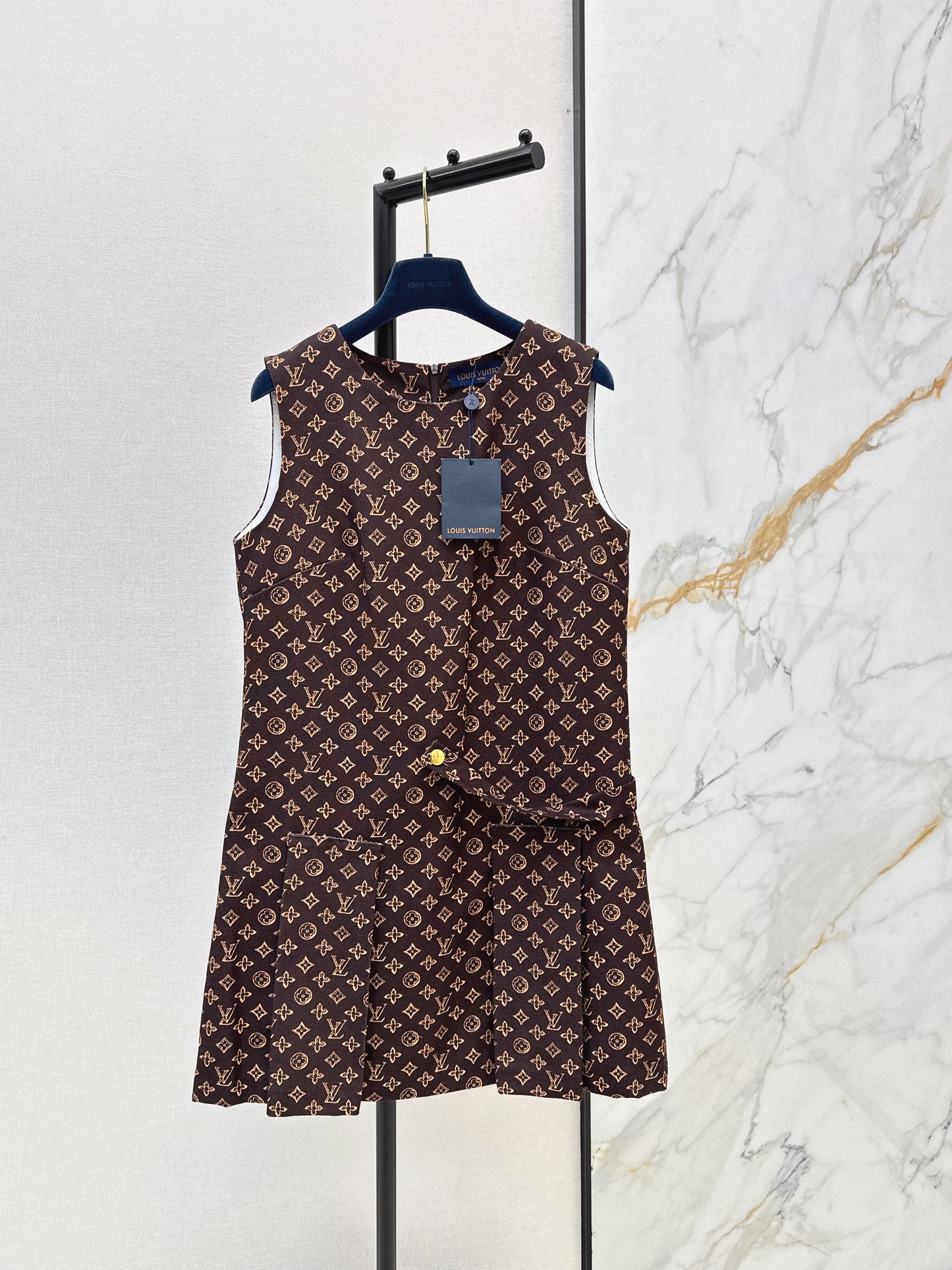 26SS Classic Print Sleeveless Vest Dress