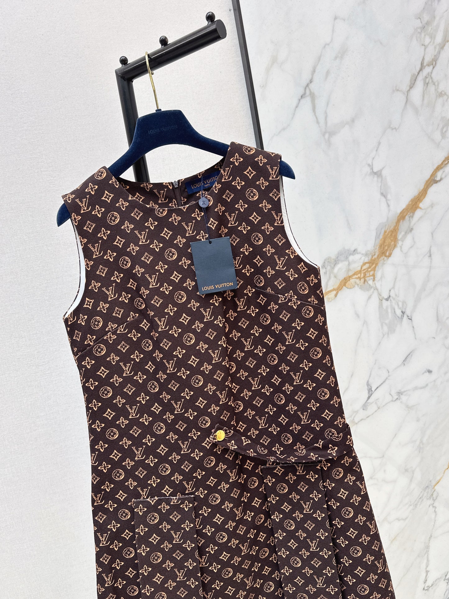 26SS Classic Print Sleeveless Vest Dress