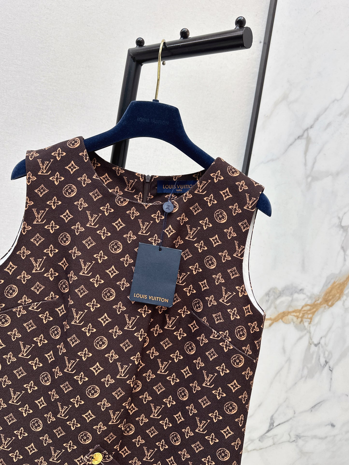 26SS Classic Print Sleeveless Vest Dress
