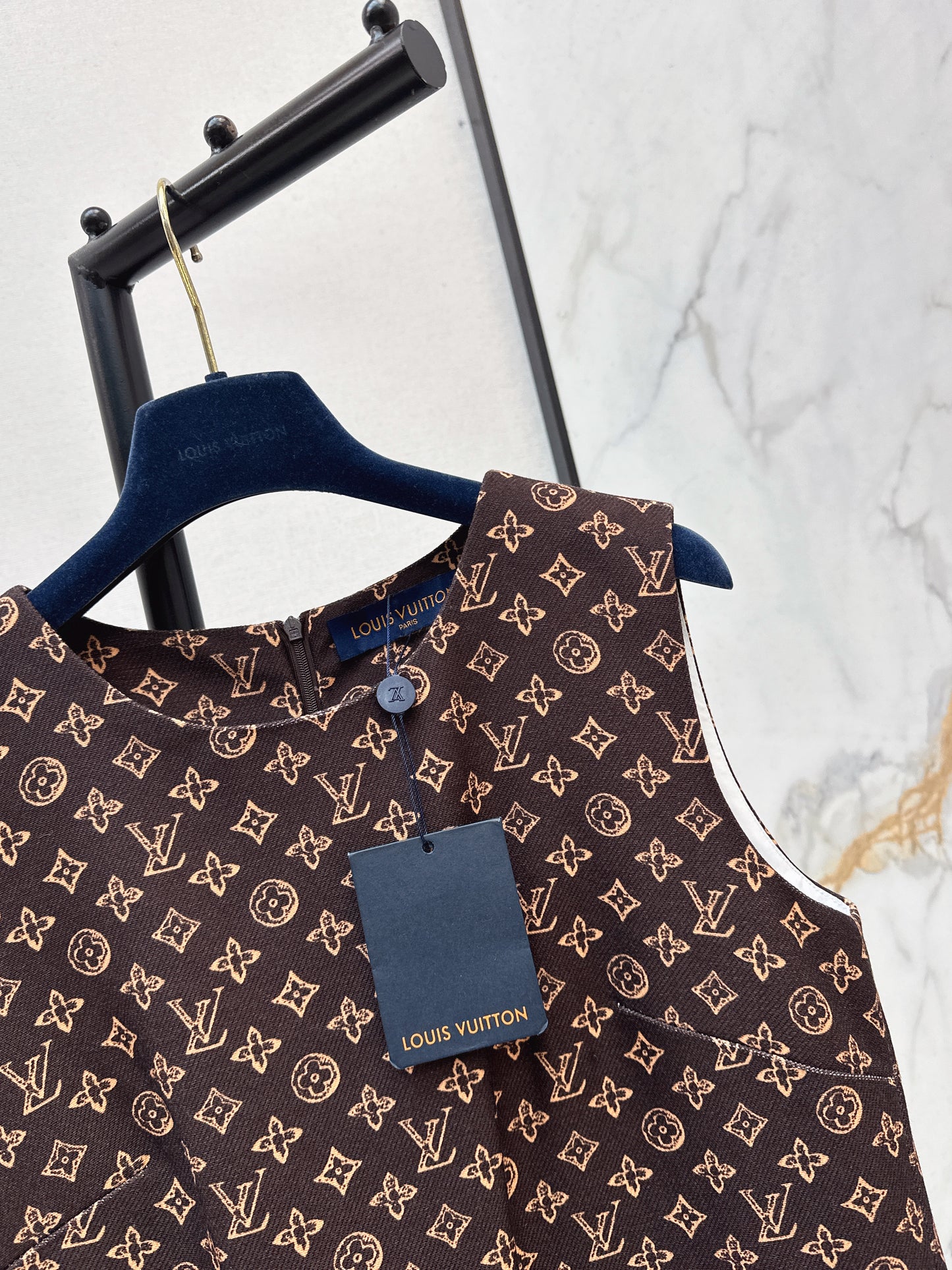 26SS Classic Print Sleeveless Vest Dress