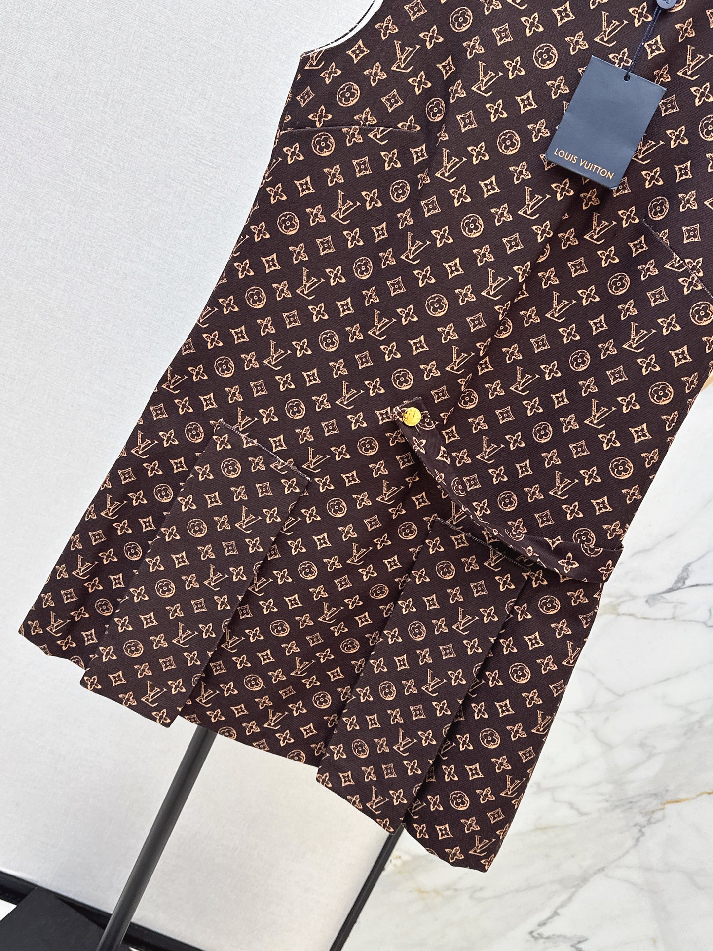 26SS Classic Print Sleeveless Vest Dress