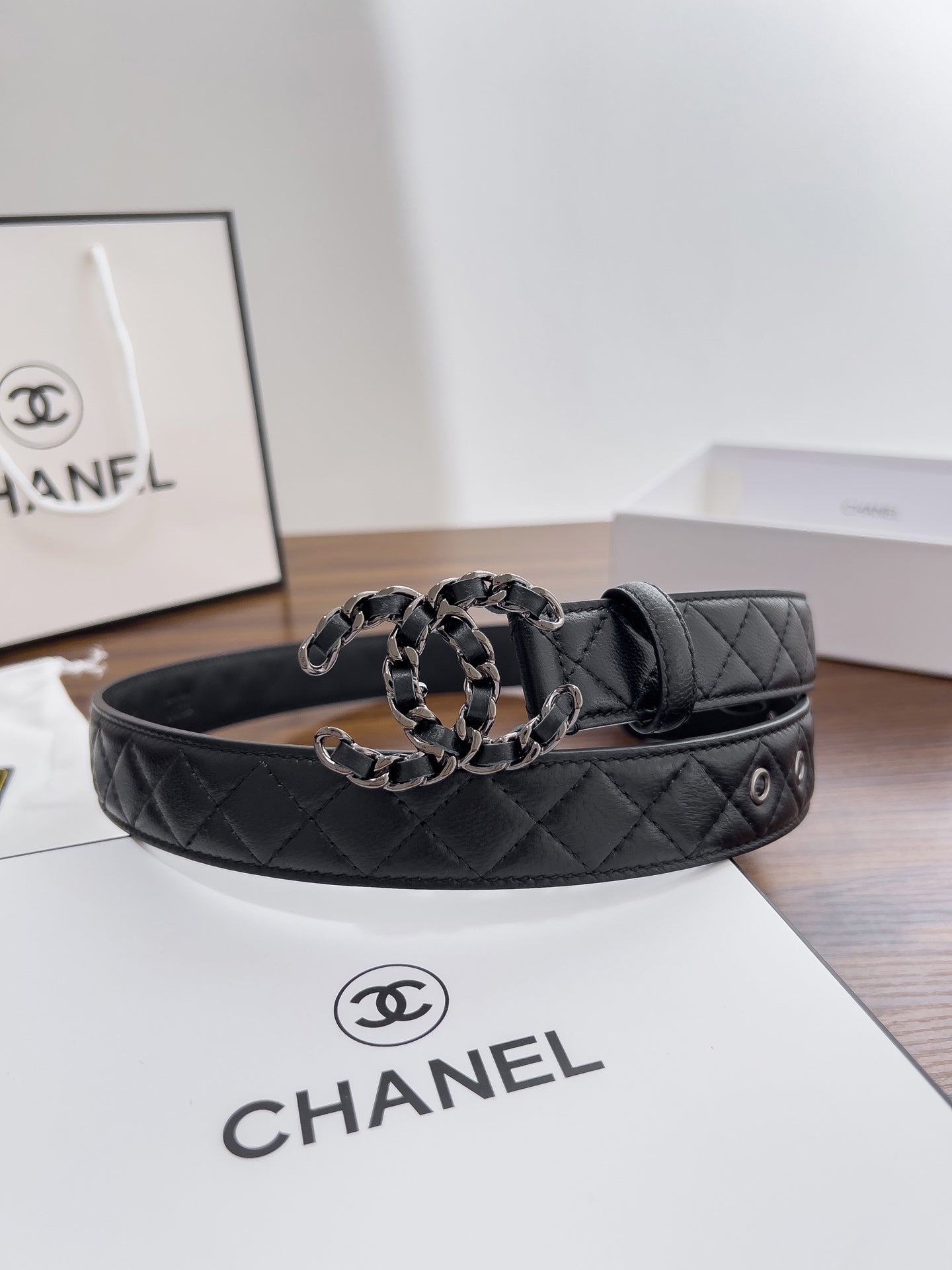Women's chain buckle belt, 3.0cm