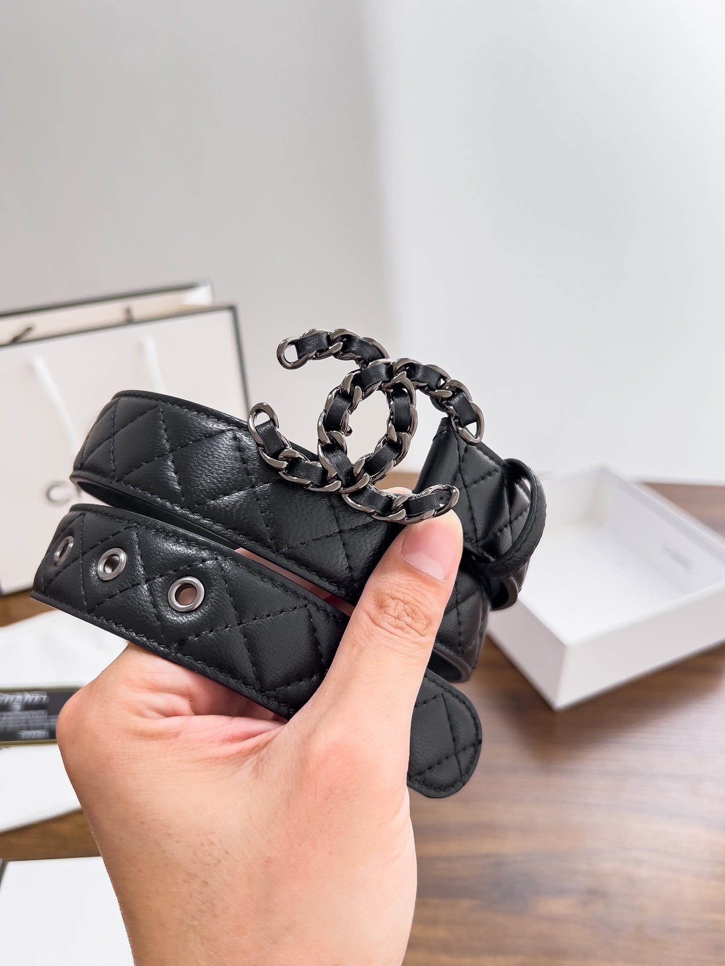 Women's chain buckle belt, 3.0cm