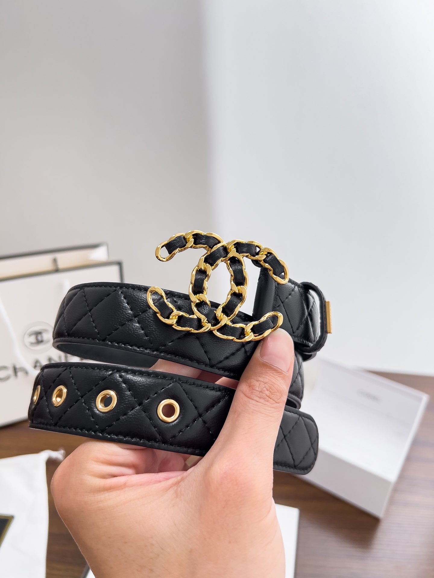 Women's chain buckle belt, 3.0cm