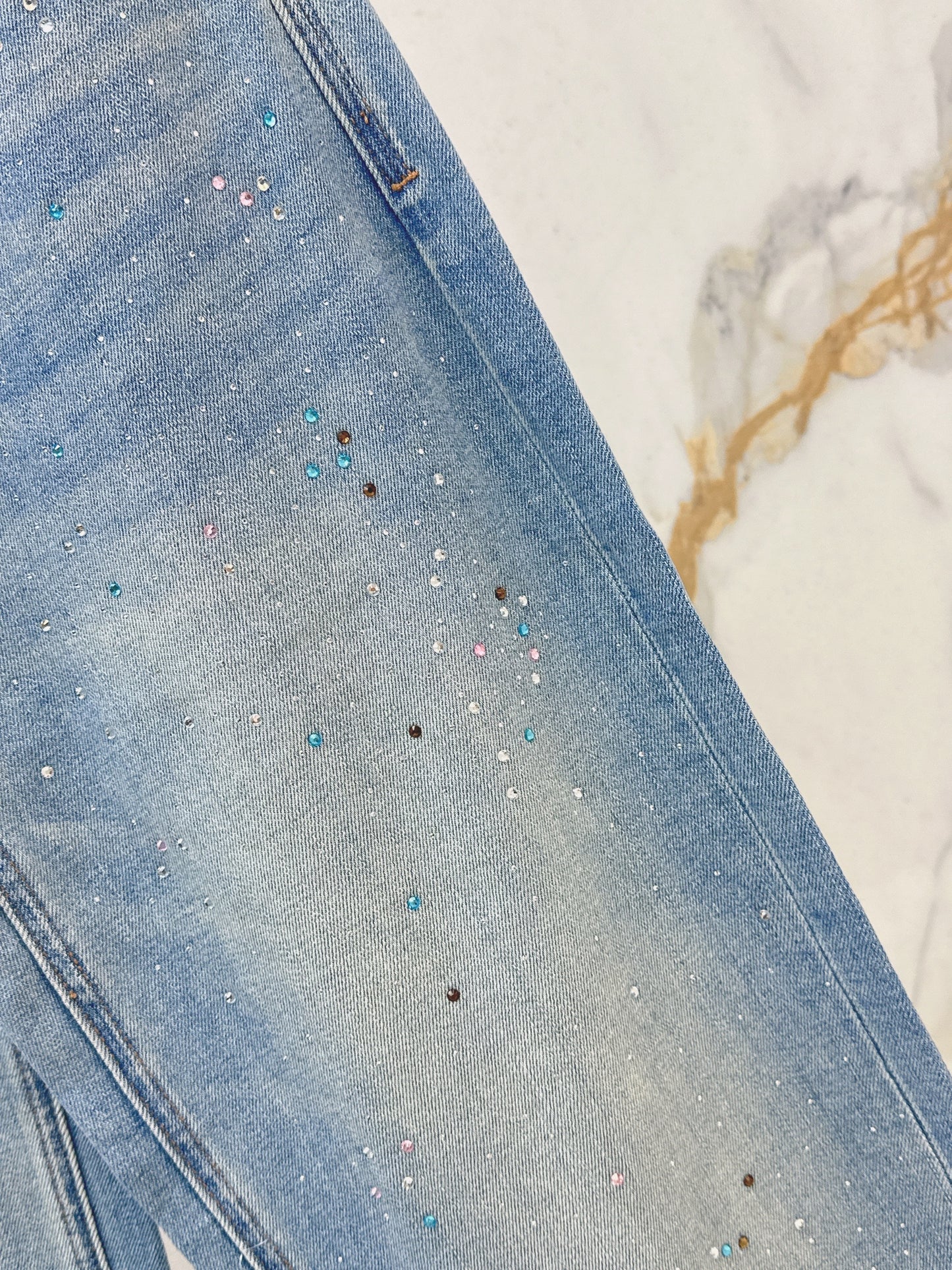 26SS New Arrival: Straight-Leg Jeans with Rhinestones