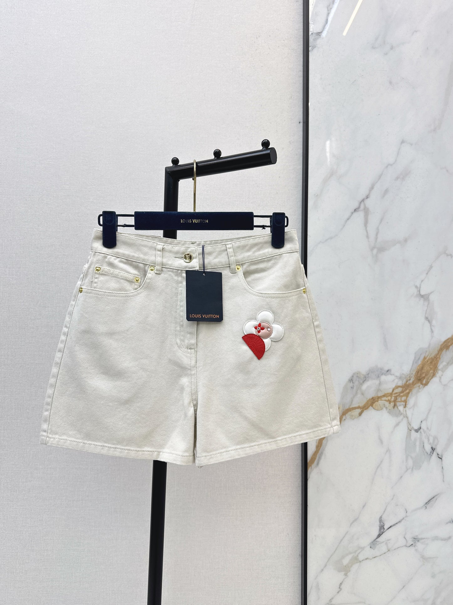 26SS Embroidered Denim Shorts