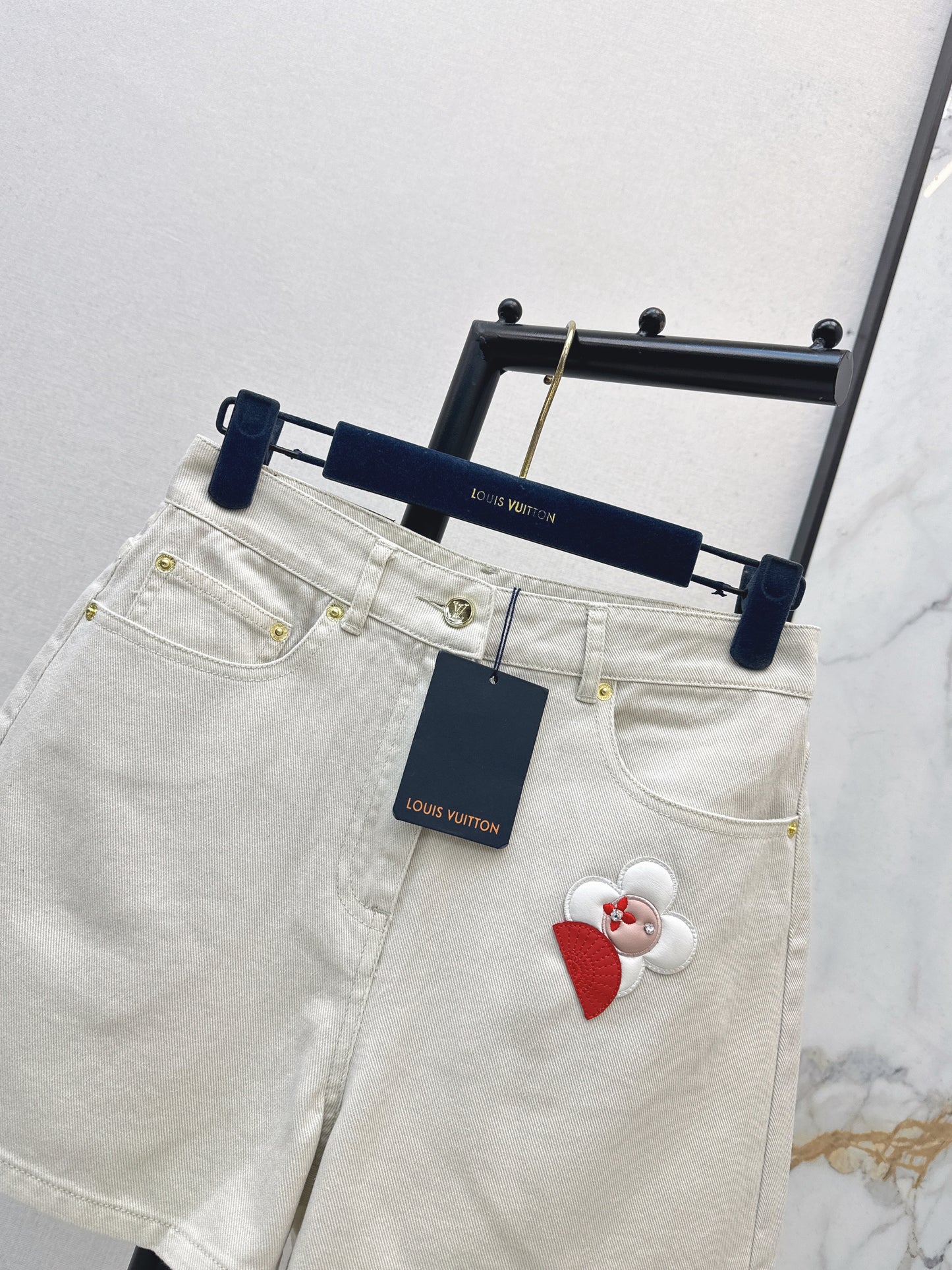 26SS Embroidered Denim Shorts