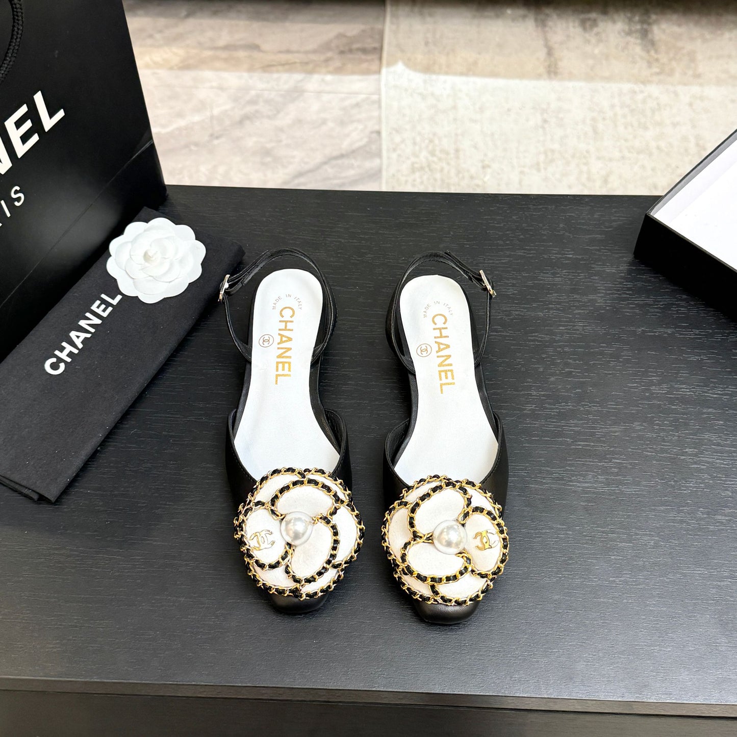 Camellia Mary Jane Flats