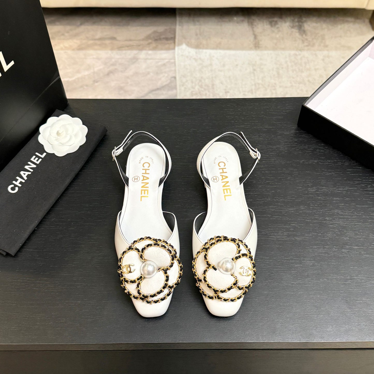 Camellia Mary Jane Flats