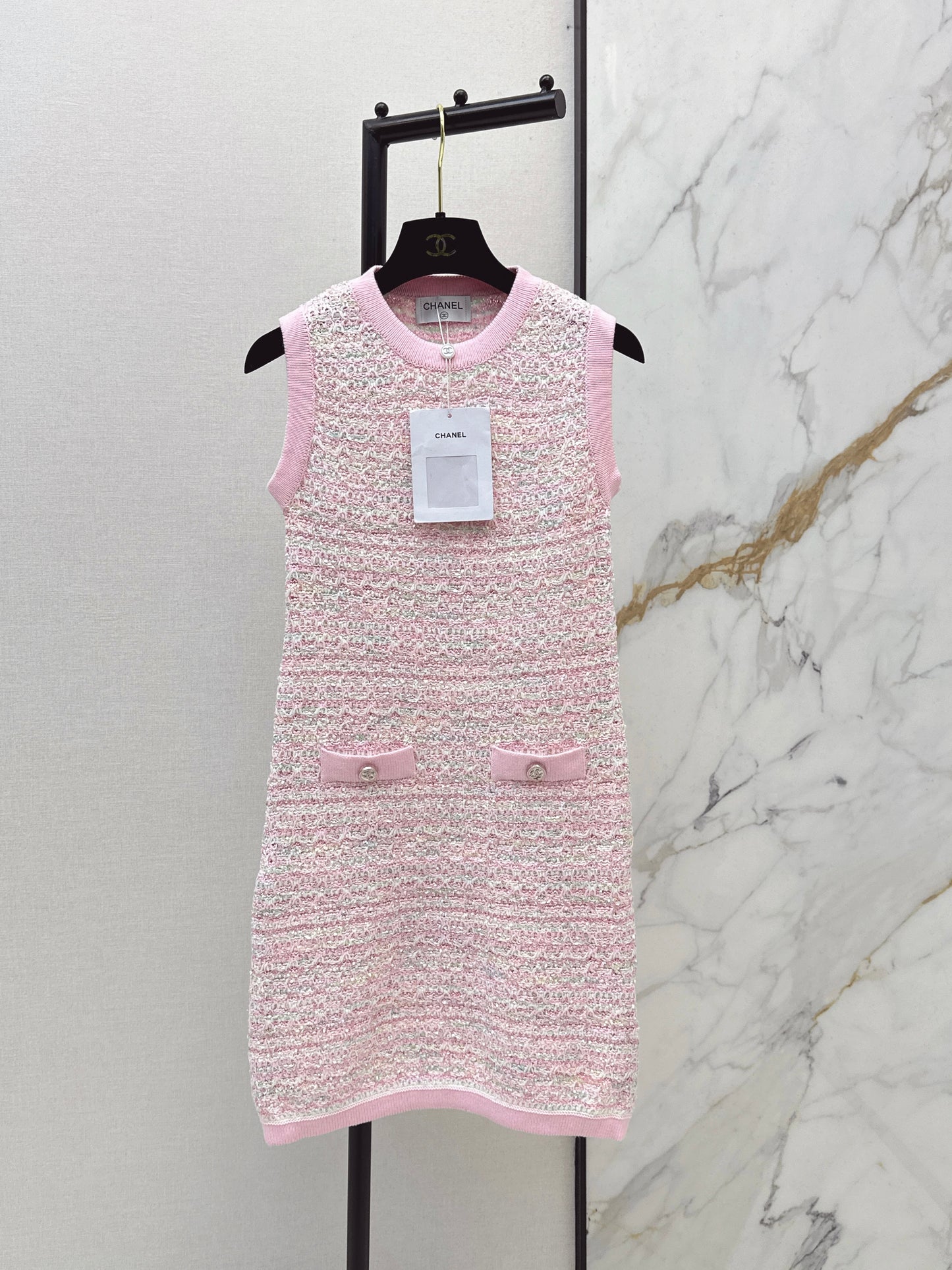 26SS New Knitted Vest Dress