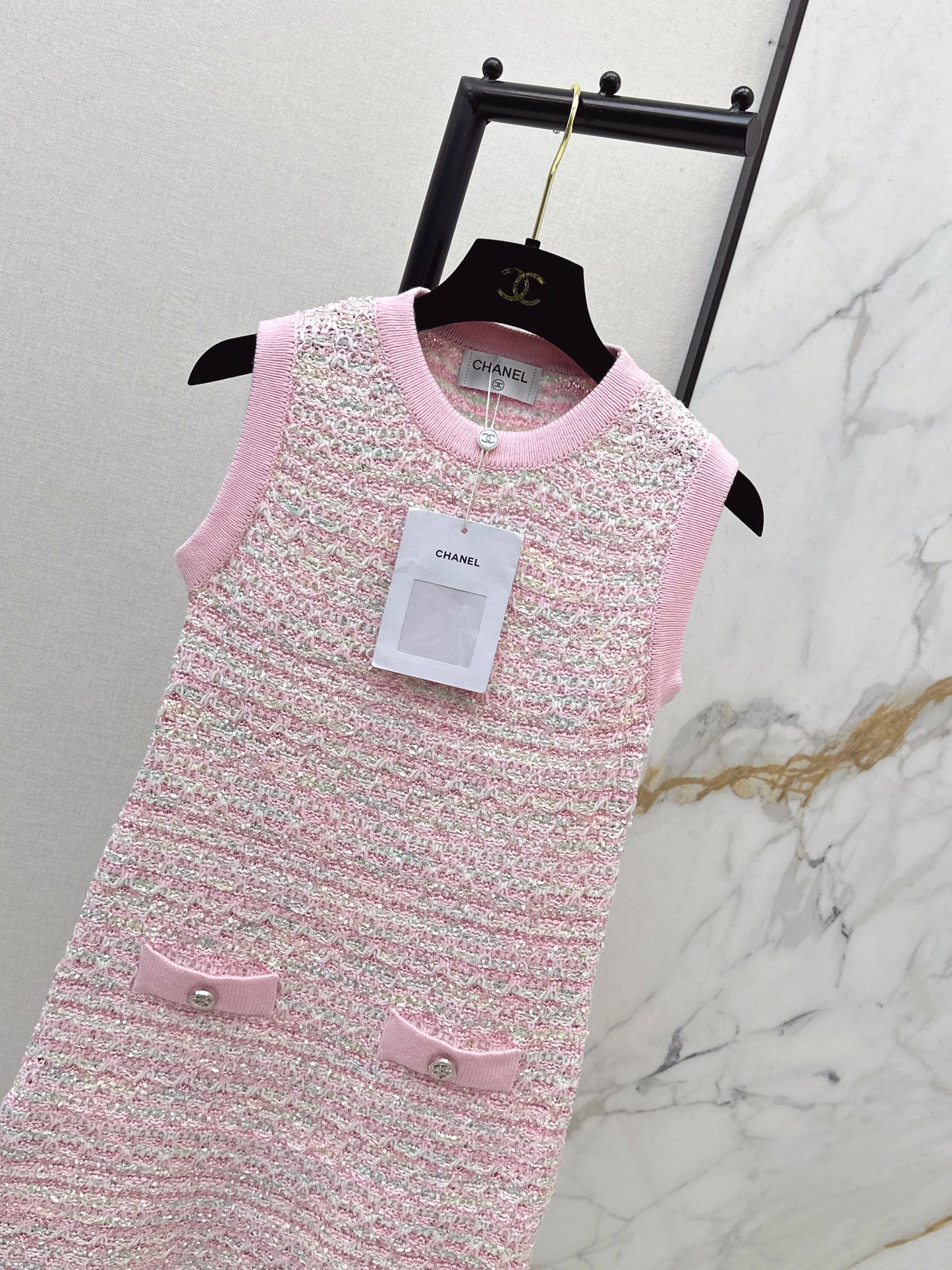 26SS New Knitted Vest Dress