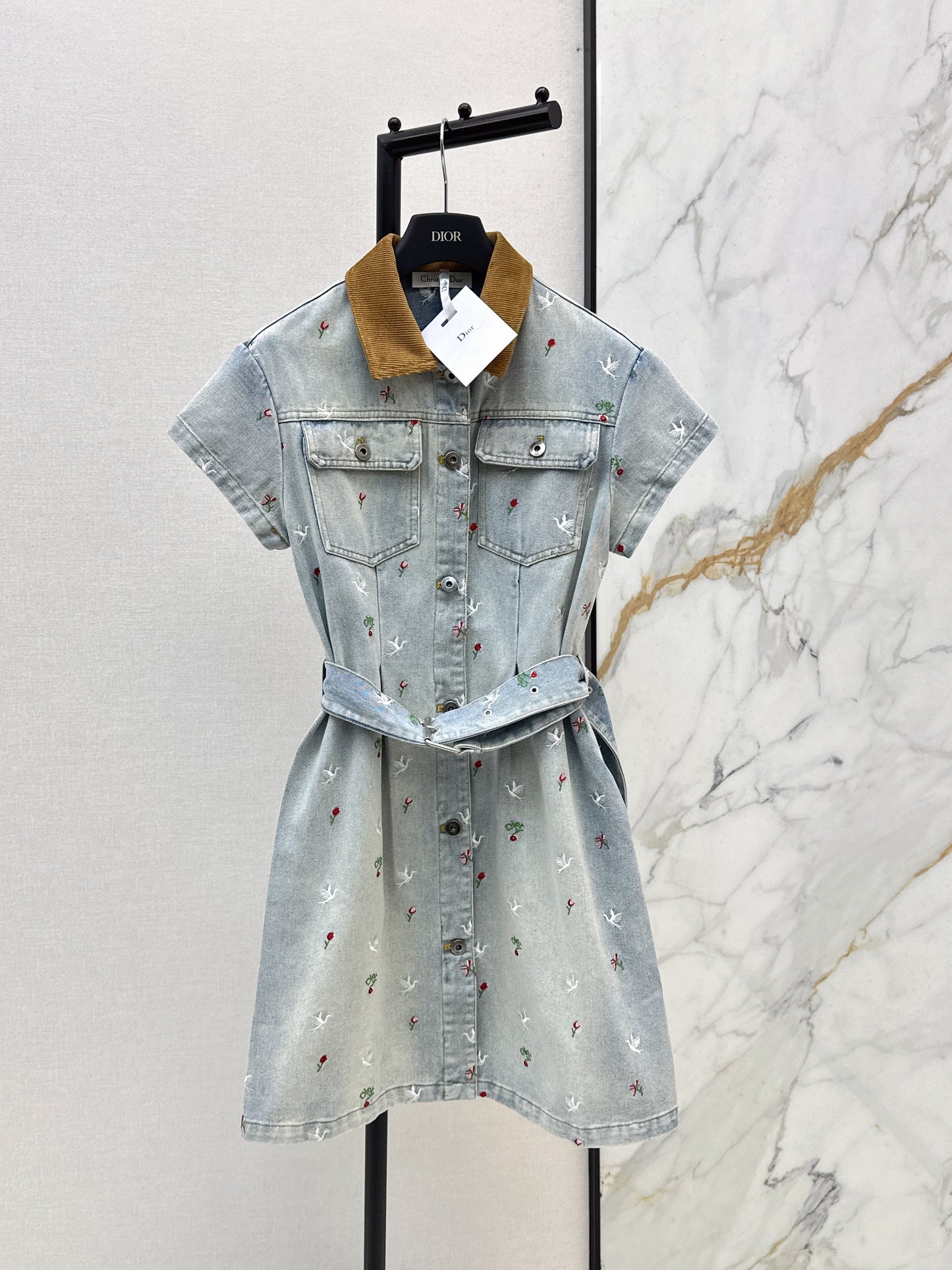 26SS Heavyweight Embroidered Denim Dress