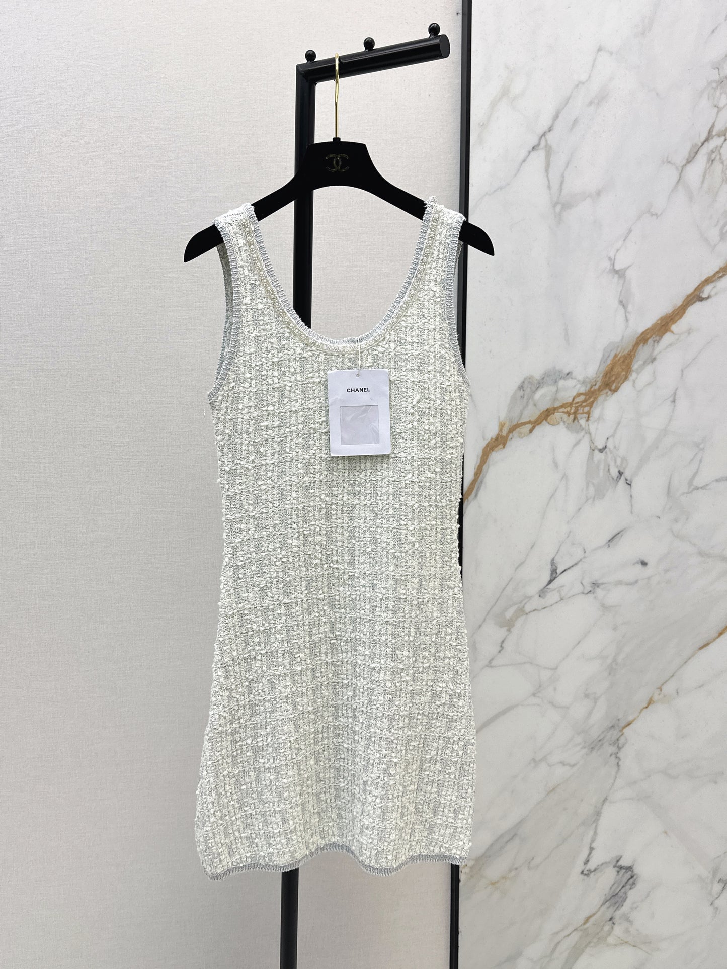 26SS New Arrival: Iridescent Knitted Vest Dress