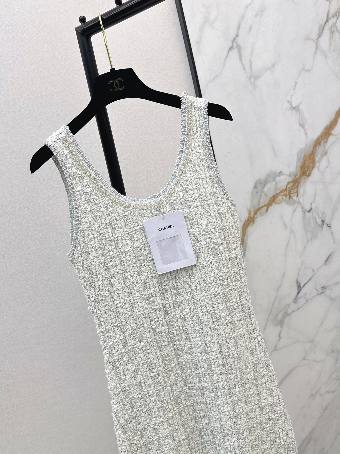 26SS New Arrival: Iridescent Knitted Vest Dress