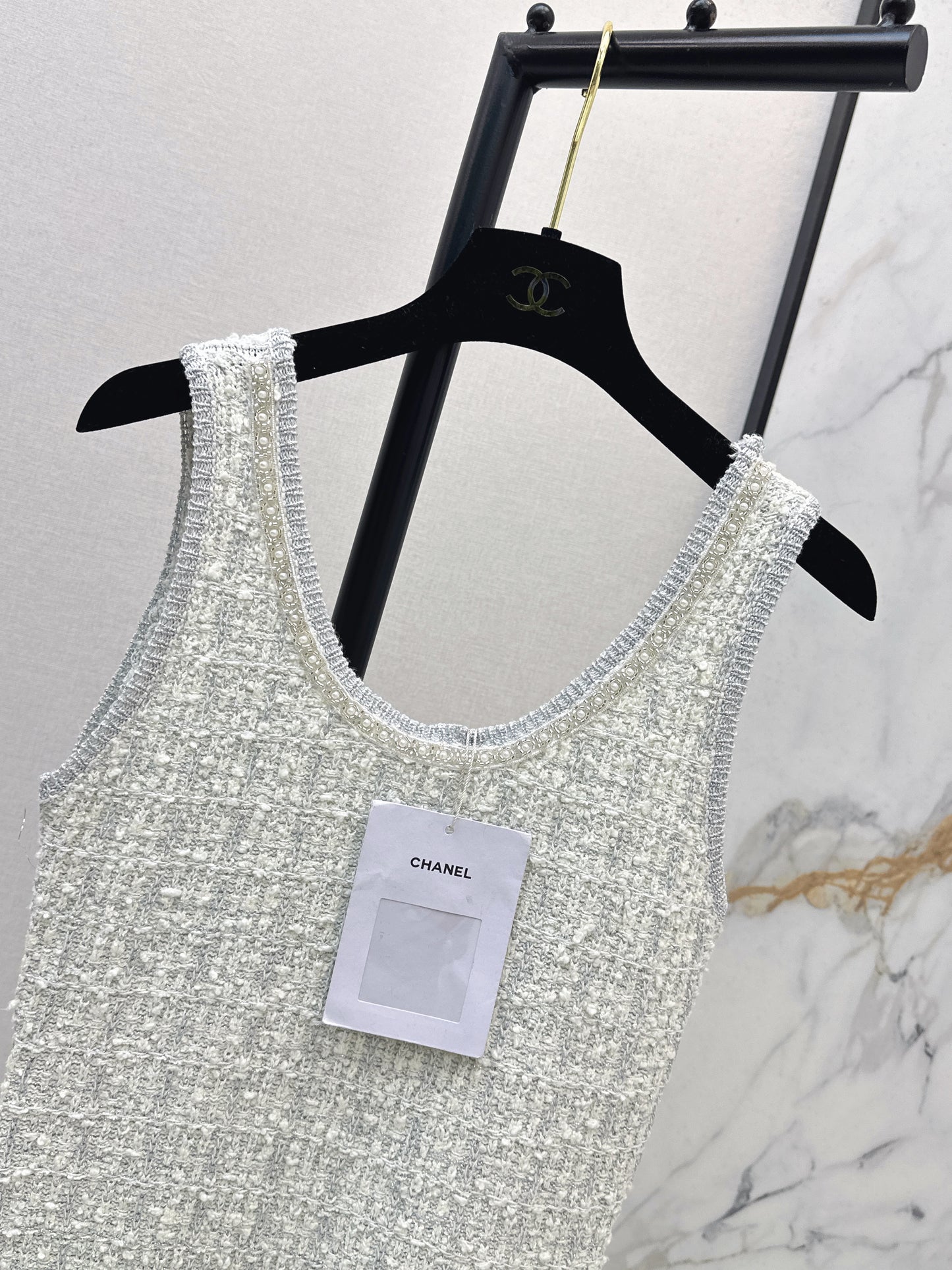 26SS New Arrival: Iridescent Knitted Vest Dress