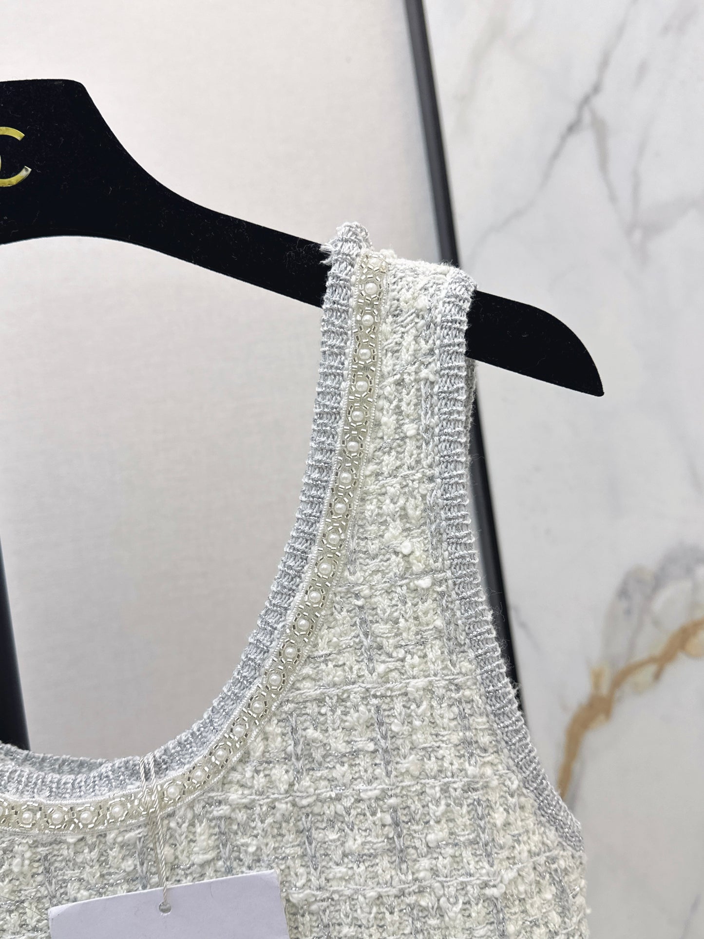 26SS New Arrival: Iridescent Knitted Vest Dress