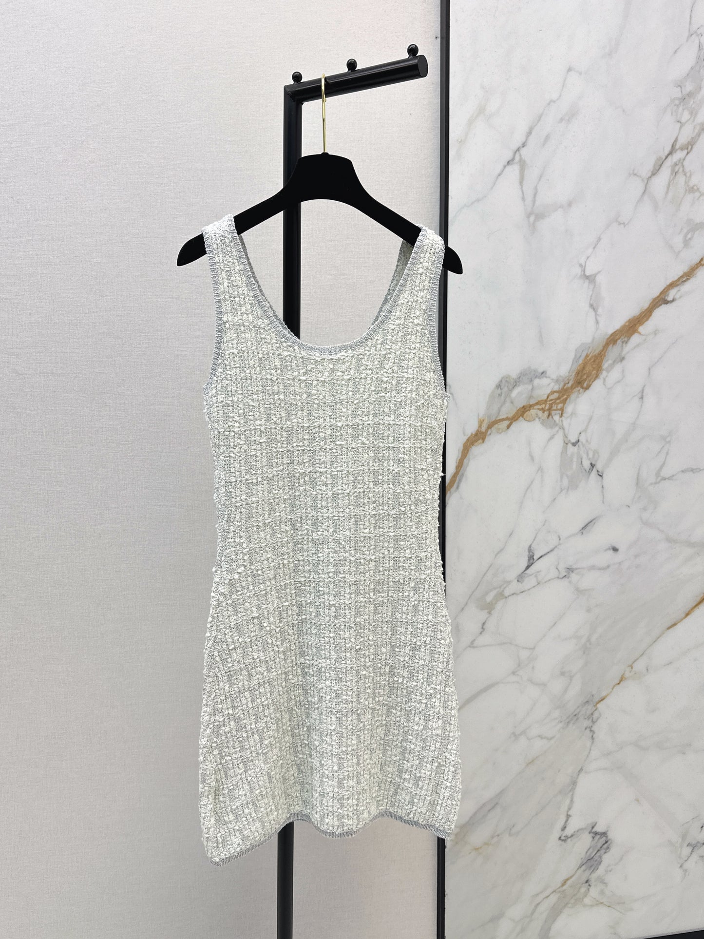 26SS New Arrival: Iridescent Knitted Vest Dress