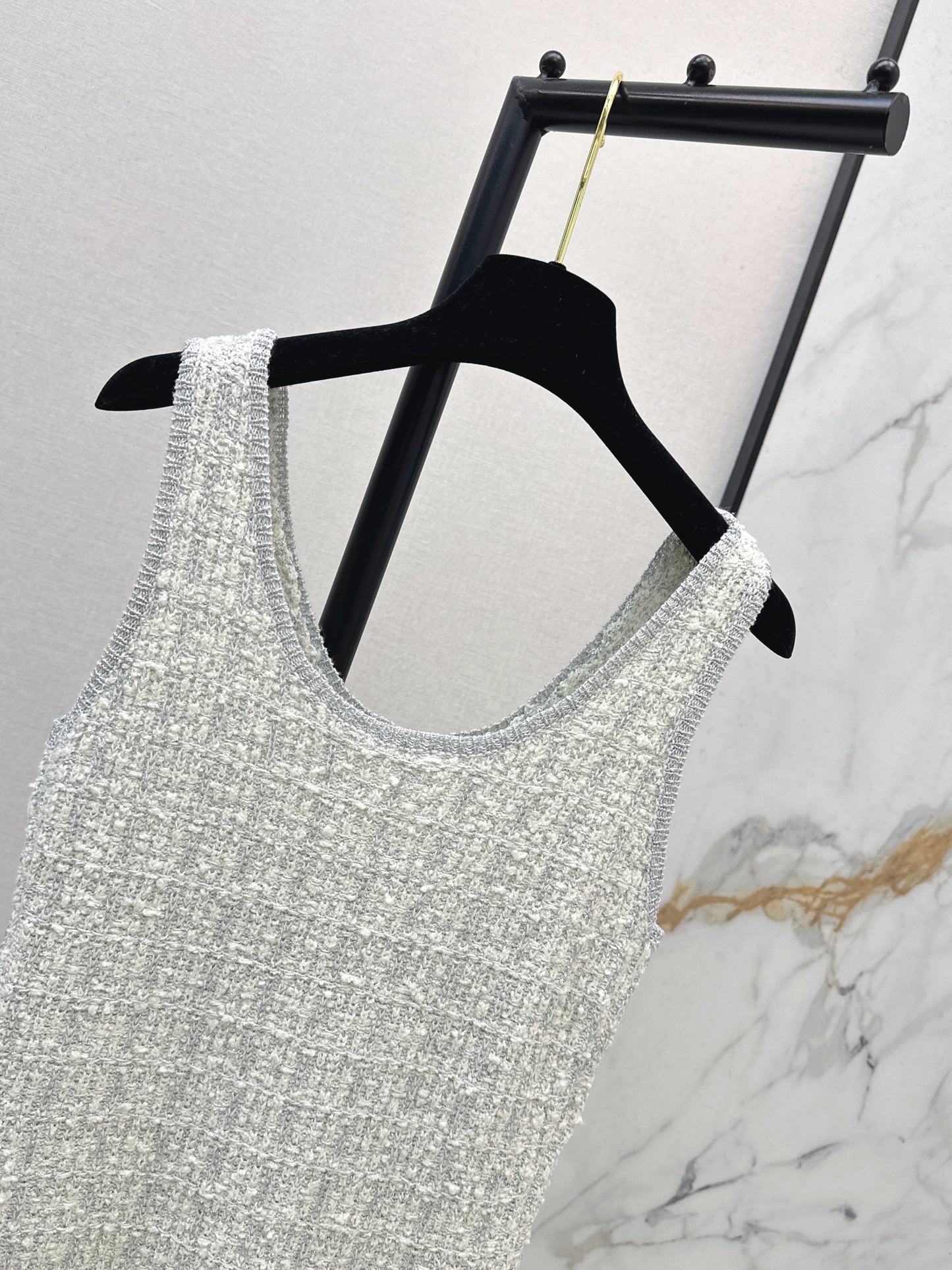 26SS New Arrival: Iridescent Knitted Vest Dress
