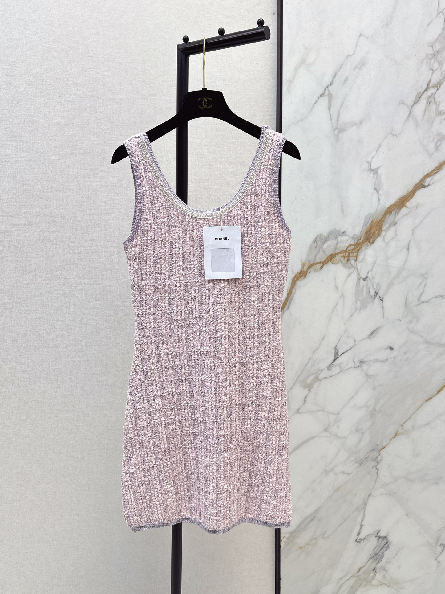 26SS New Arrival: Iridescent Knitted Vest Dress