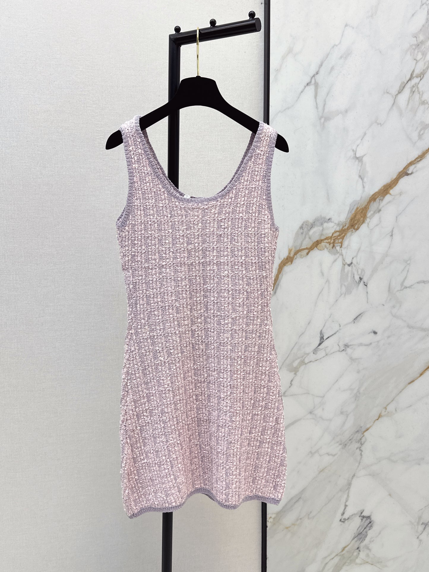 26SS New Arrival: Iridescent Knitted Vest Dress