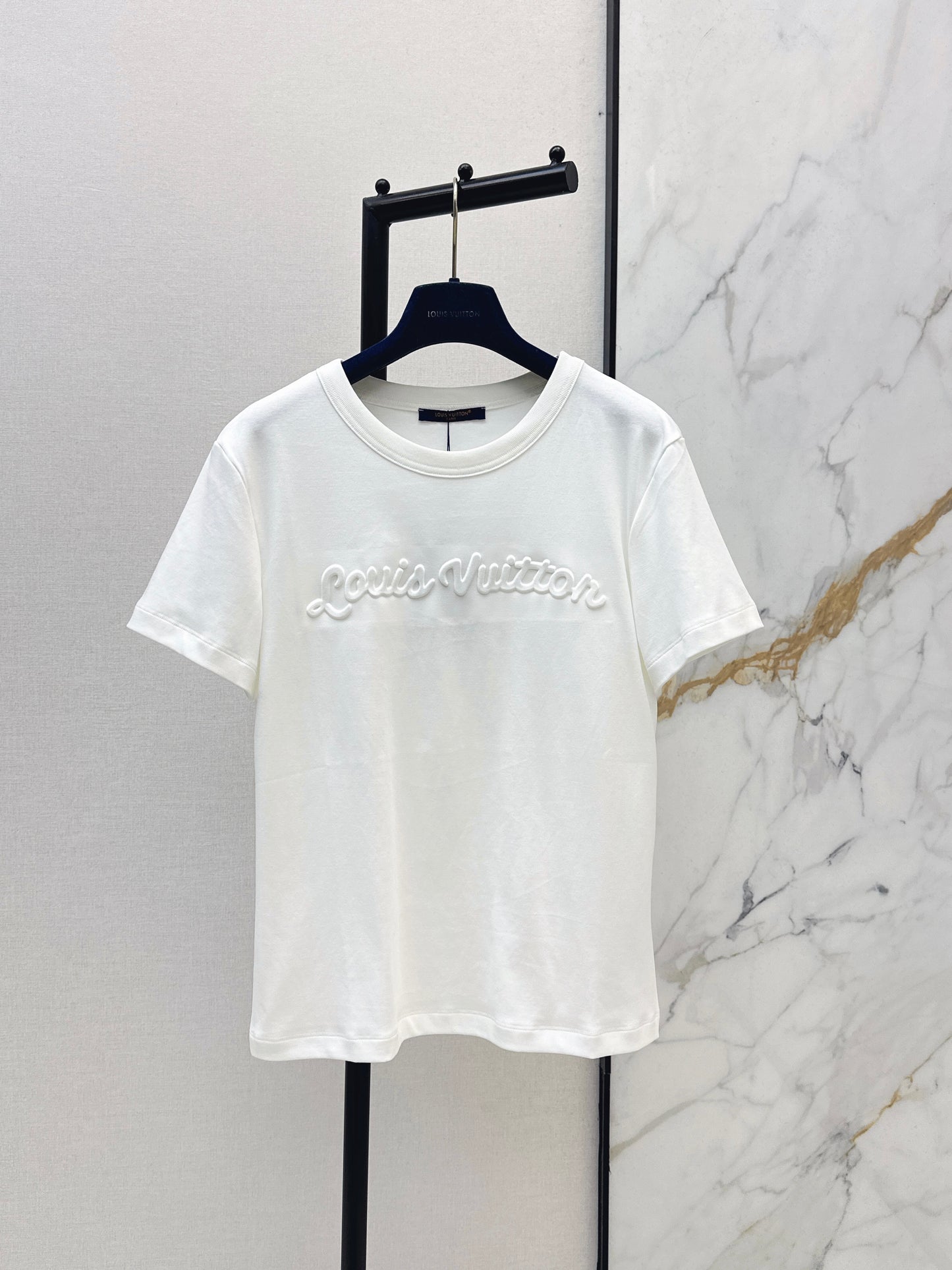 26SS New Style 3D Embossed Letter White T-Shirt