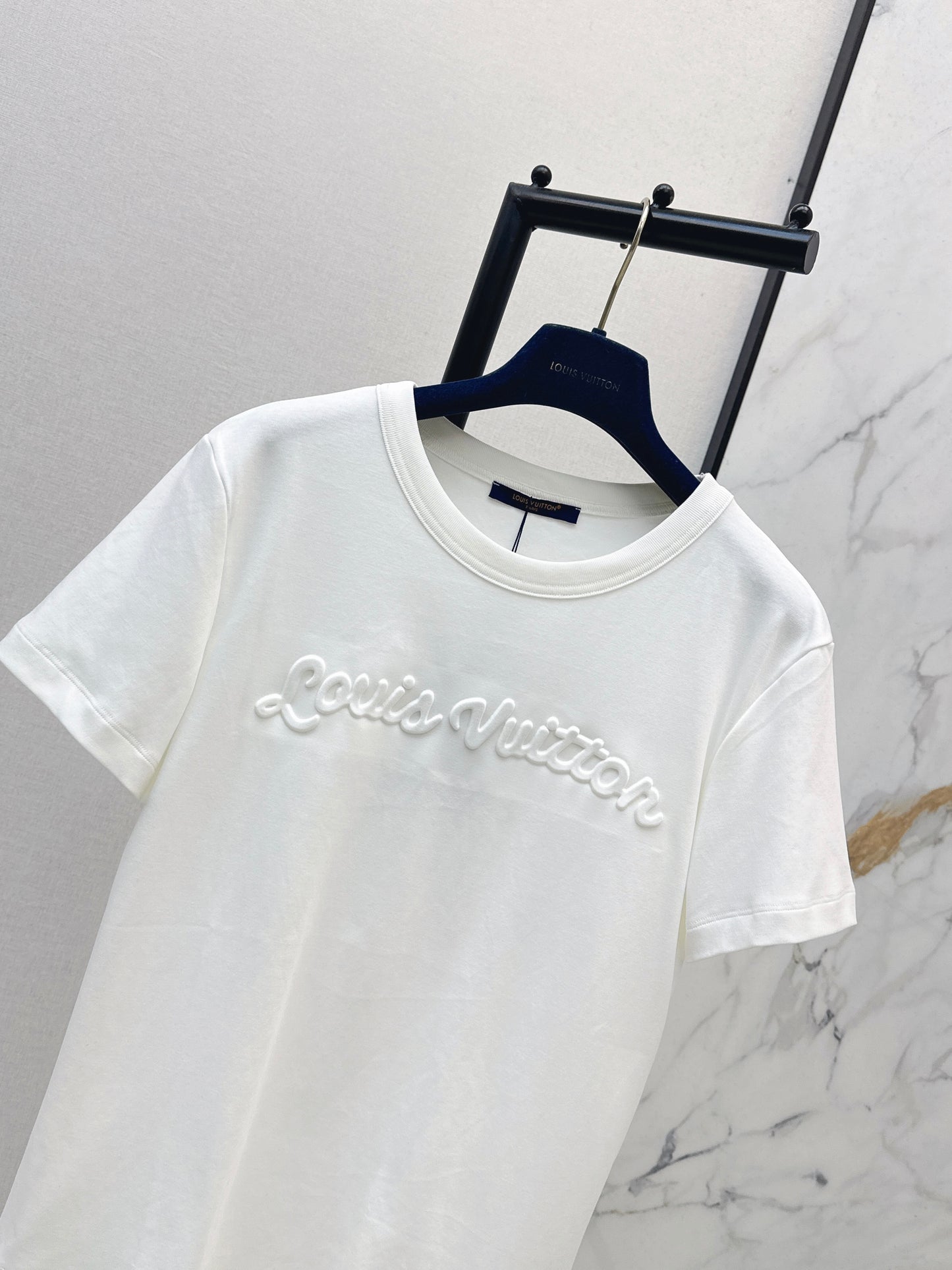 26SS New Style 3D Embossed Letter White T-Shirt