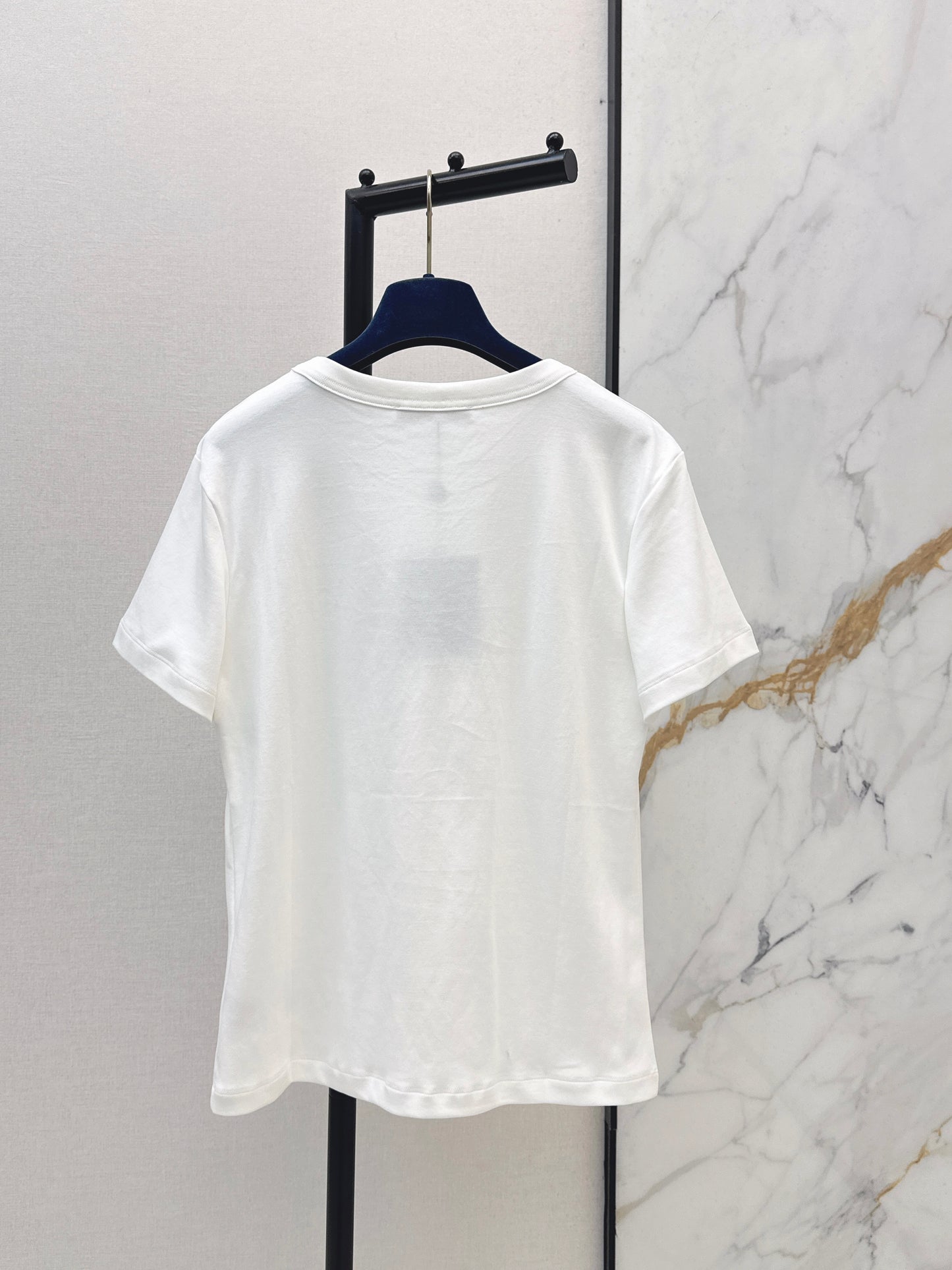 26SS New Style 3D Embossed Letter White T-Shirt