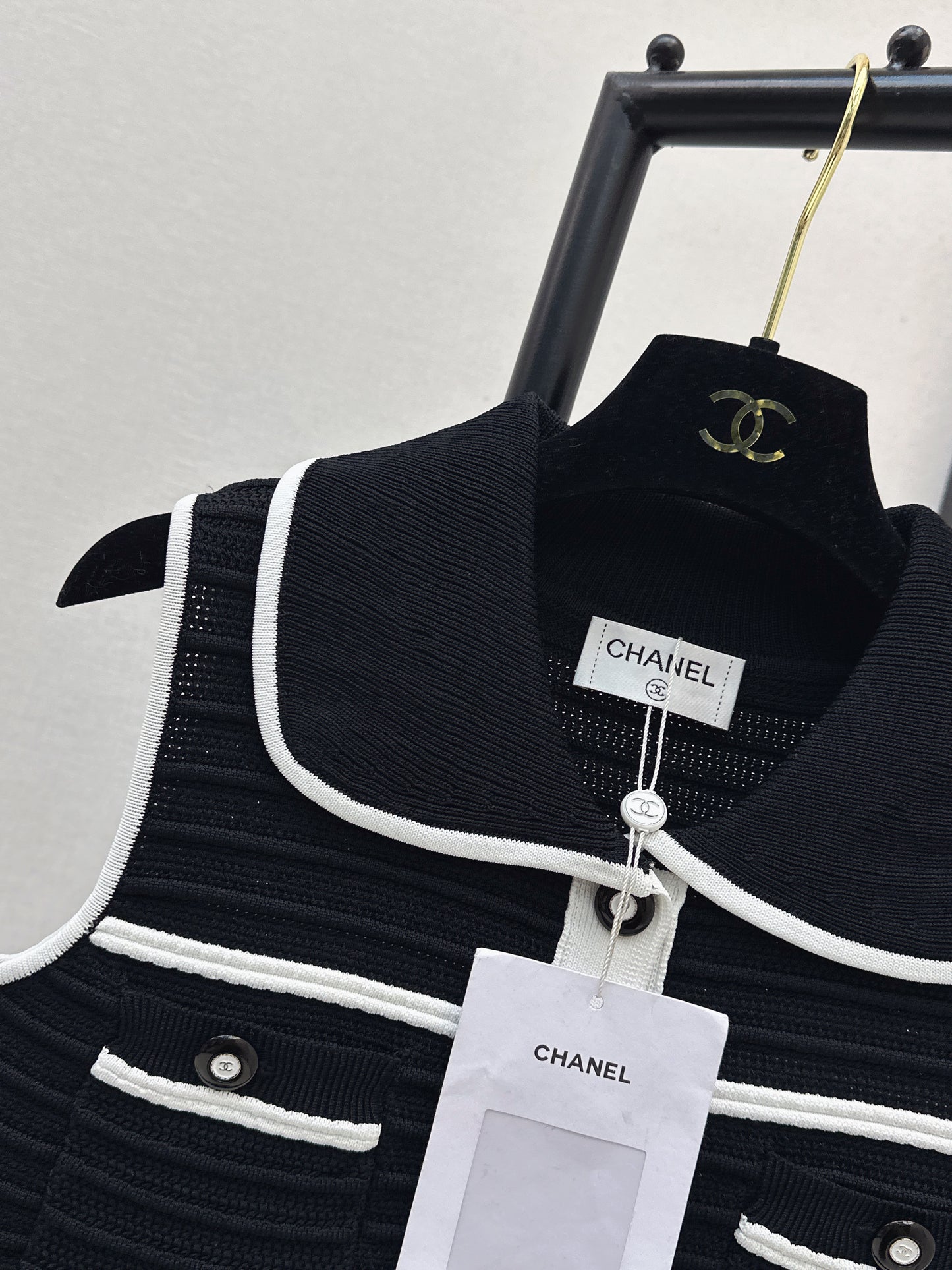 26SS Spring/Summer Color-Blocked Striped Peter Pan Collar Knit Short Sleeve