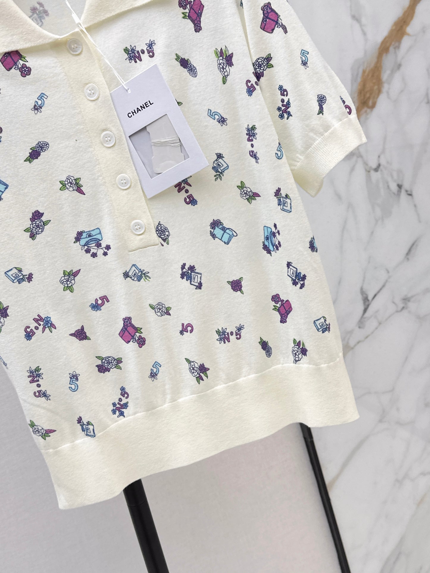 26SS Spring/Summer Newest Embroidered Floral Knit Top