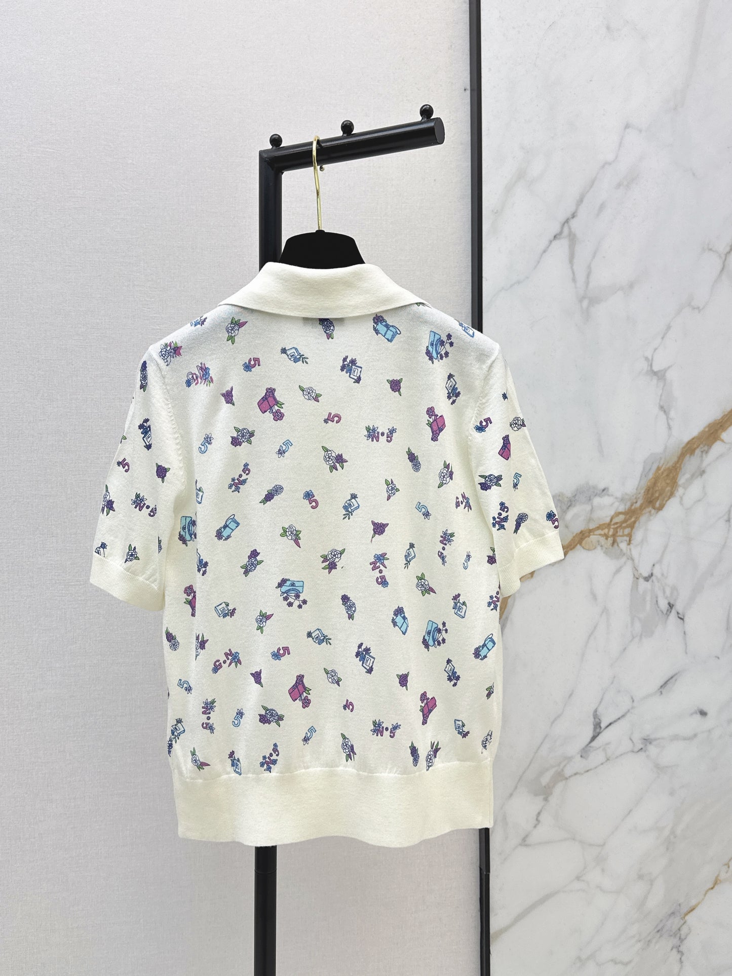 26SS Spring/Summer Newest Embroidered Floral Knit Top