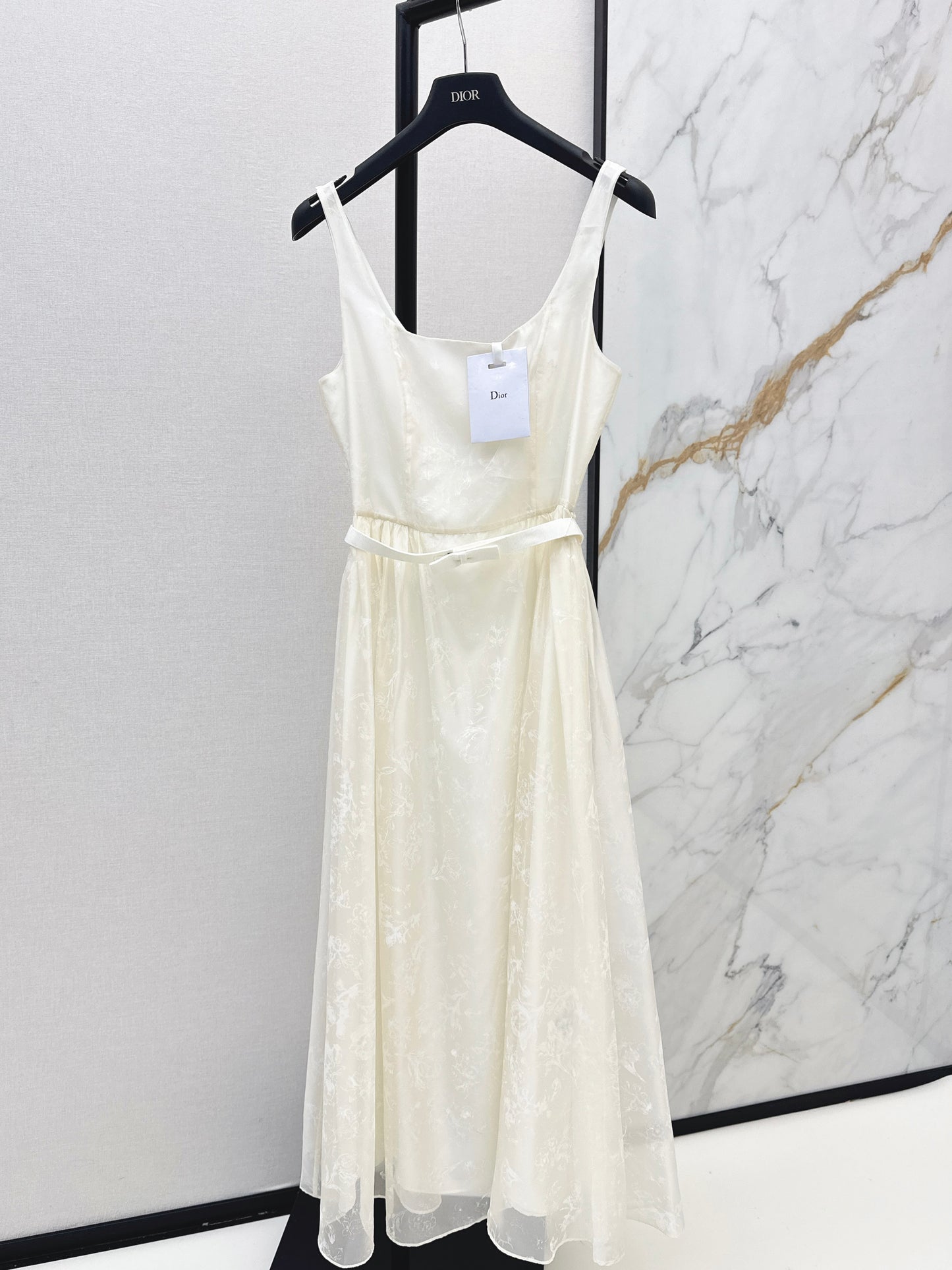 26SS New Jacquard Square Neck Long Dress
