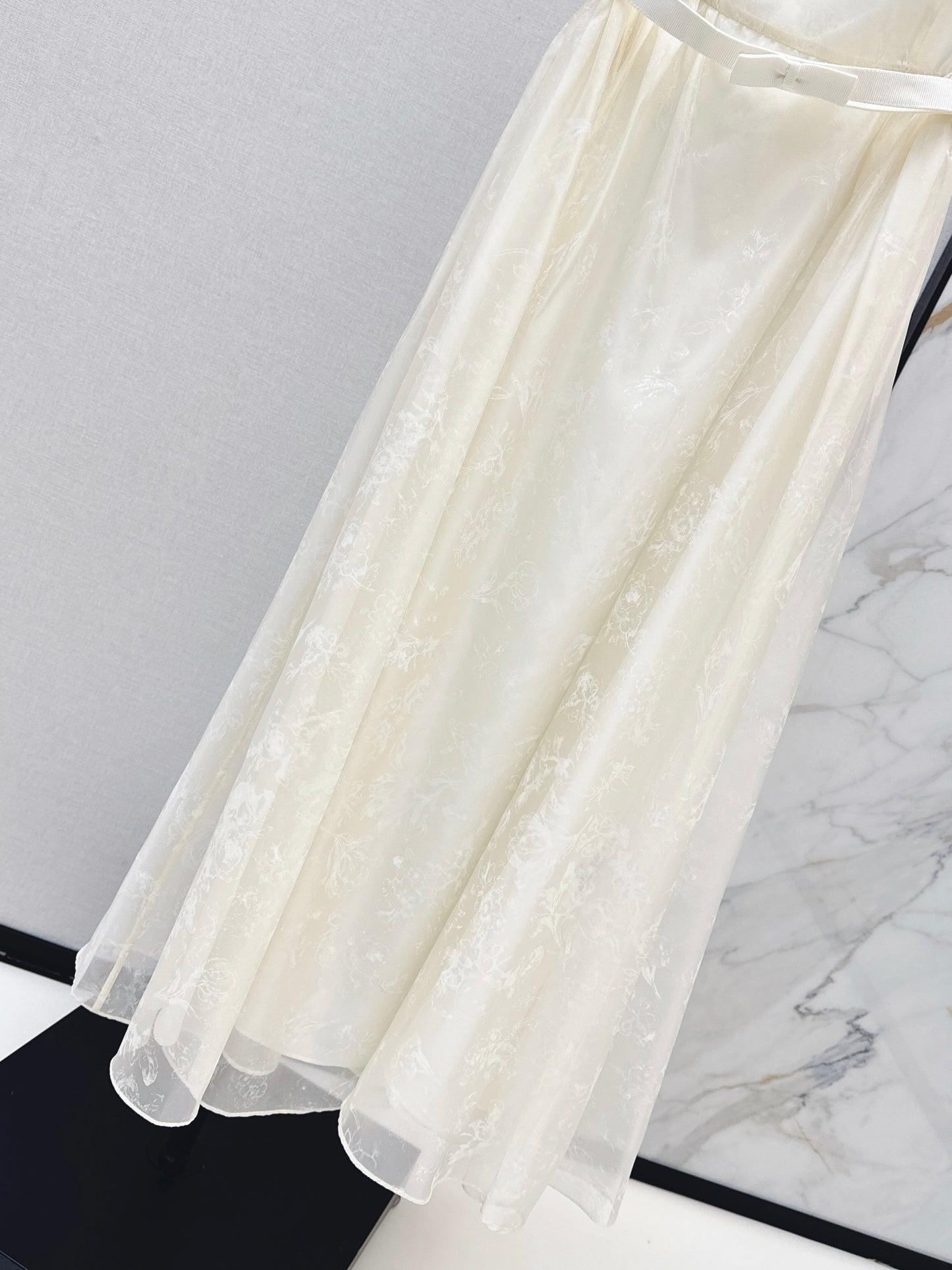 26SS New Jacquard Square Neck Long Dress