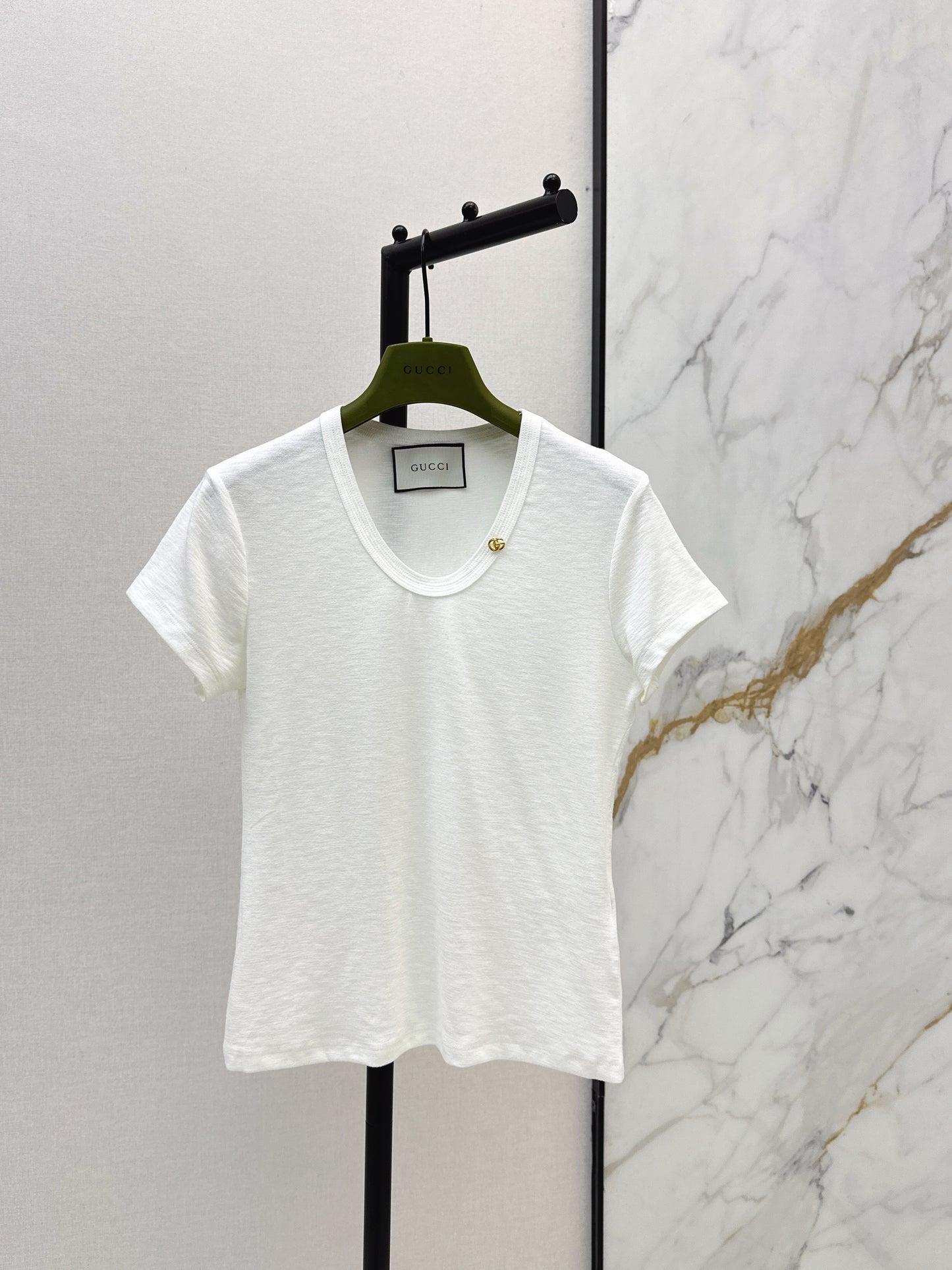 26SS Hardware-Decorated U-Neck T-Shirt