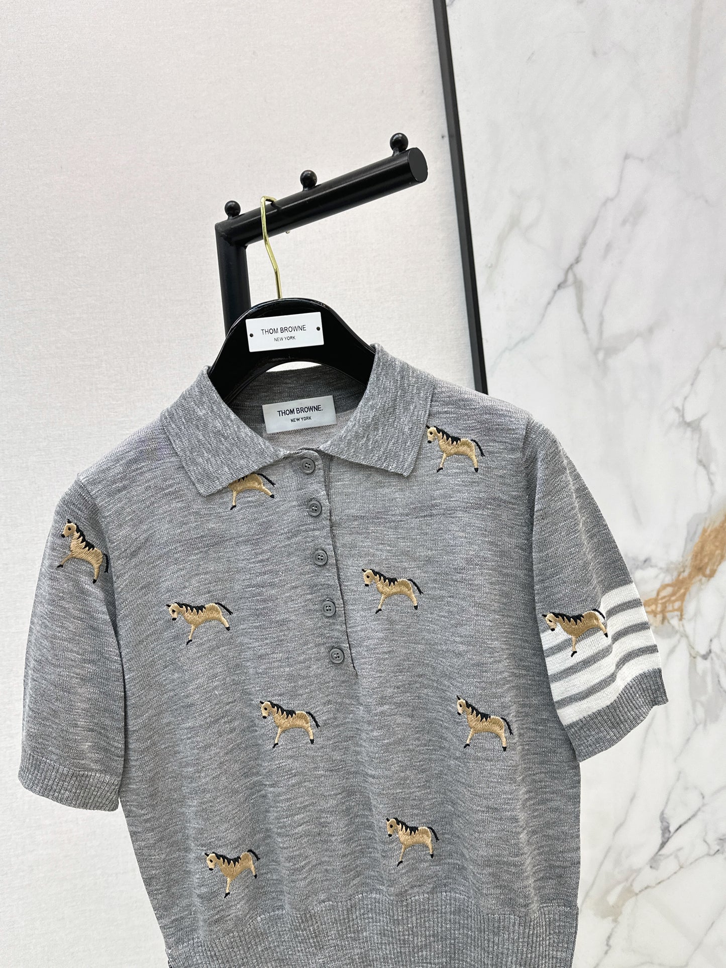 26SS NEW Puppy Embroidery Slim Fit Short Sleeve Knit Sweater