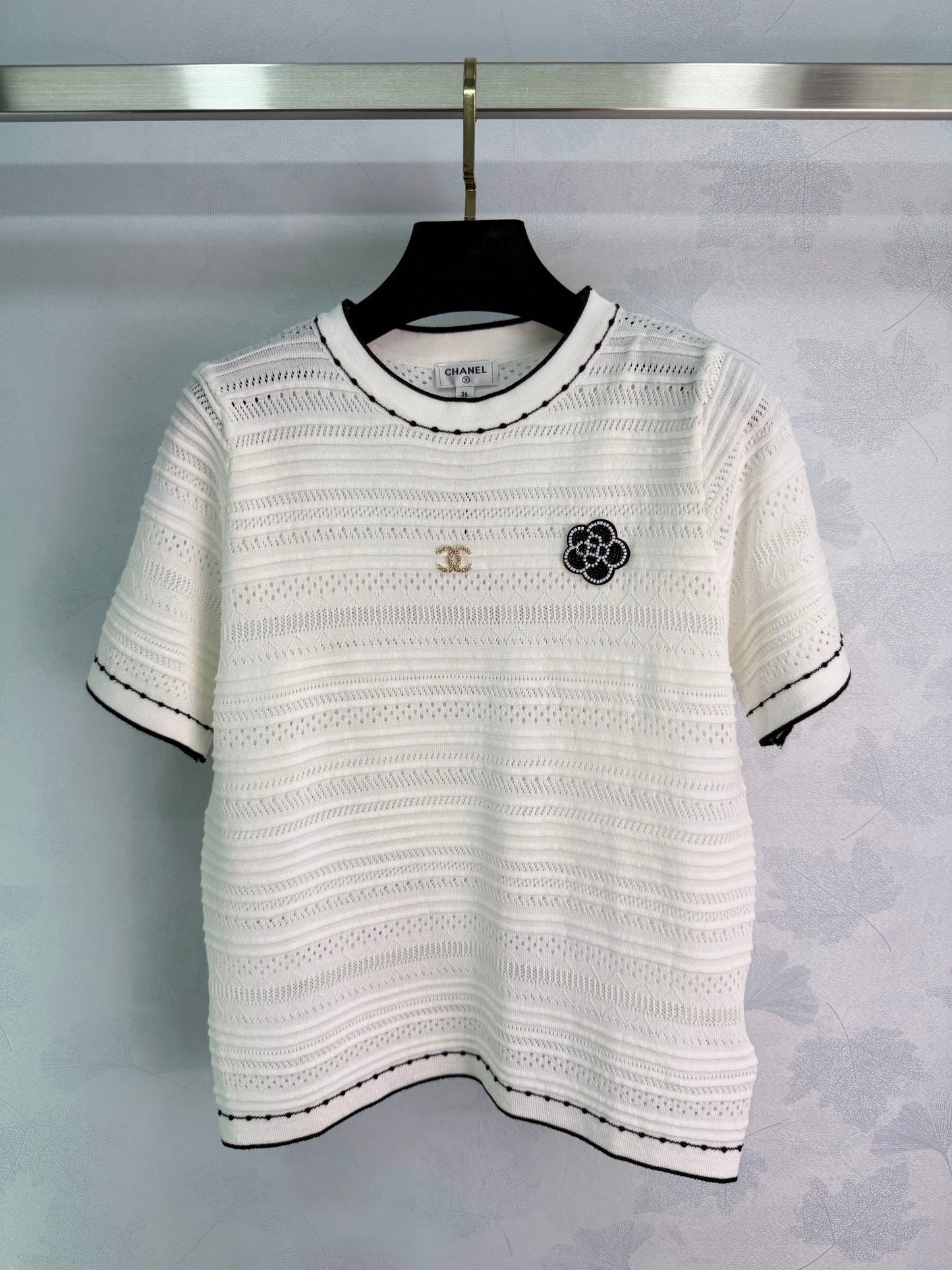 26SS NEW Camellia Hollow-Out Knit Short-Sleeve