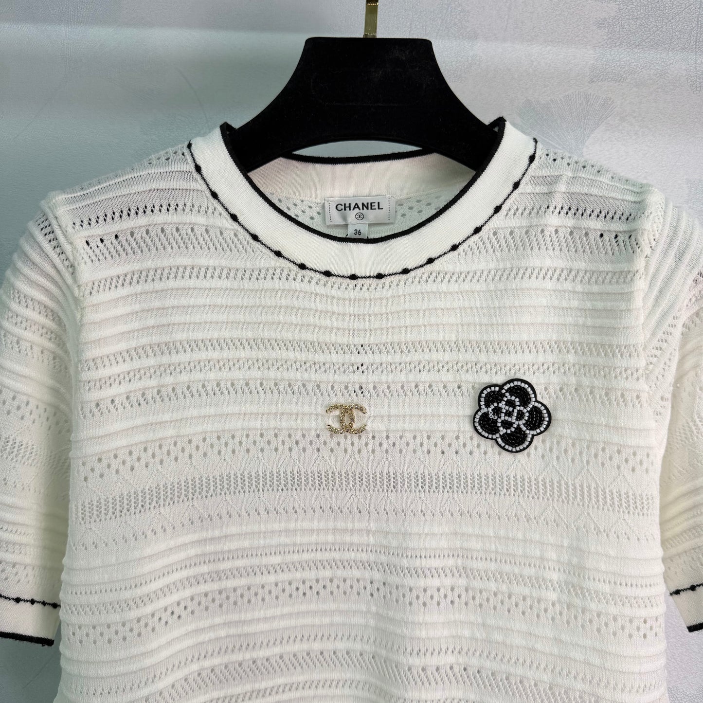 26SS NEW Camellia Hollow-Out Knit Short-Sleeve