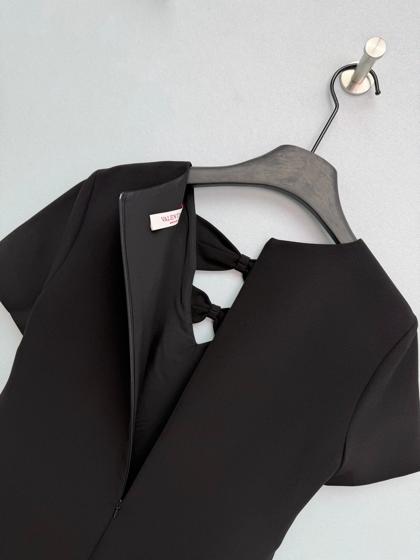 26SS NEW Black V-neck Hollowed-out Bow Short Dress
