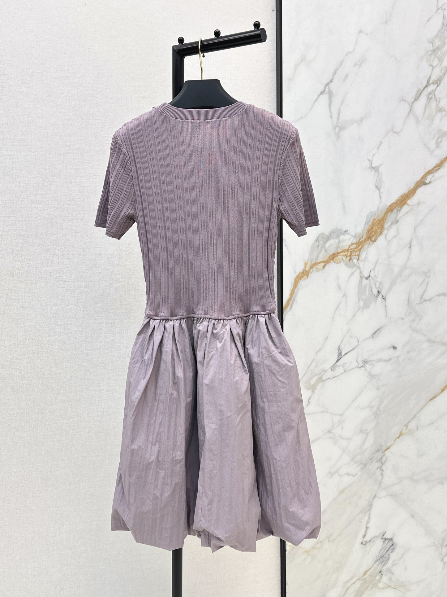 26SS New Heavy-Duty Beaded Bow Knit Patchwork Dress