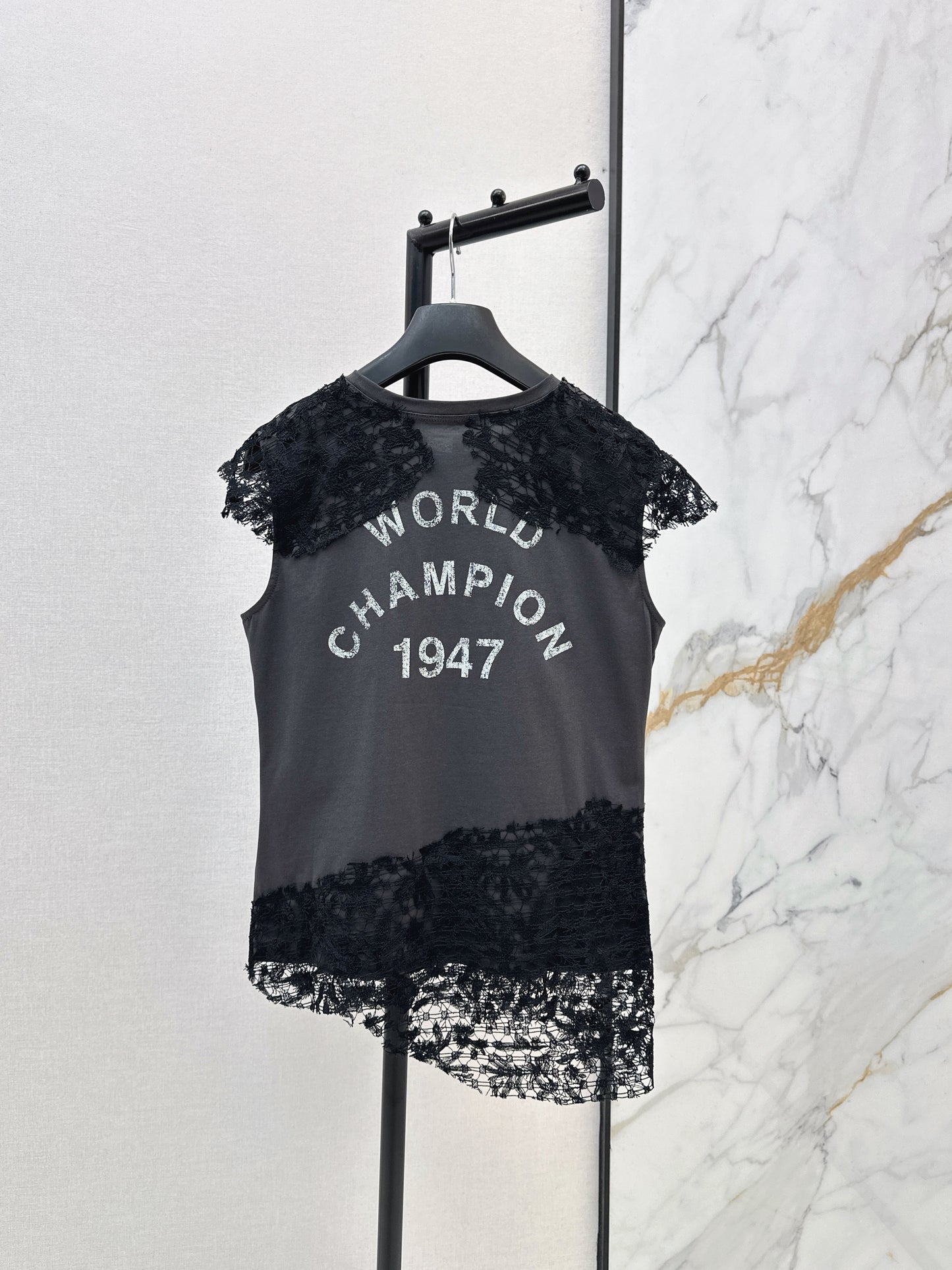 26SS New Lace Trim Patchwork T-Shirt